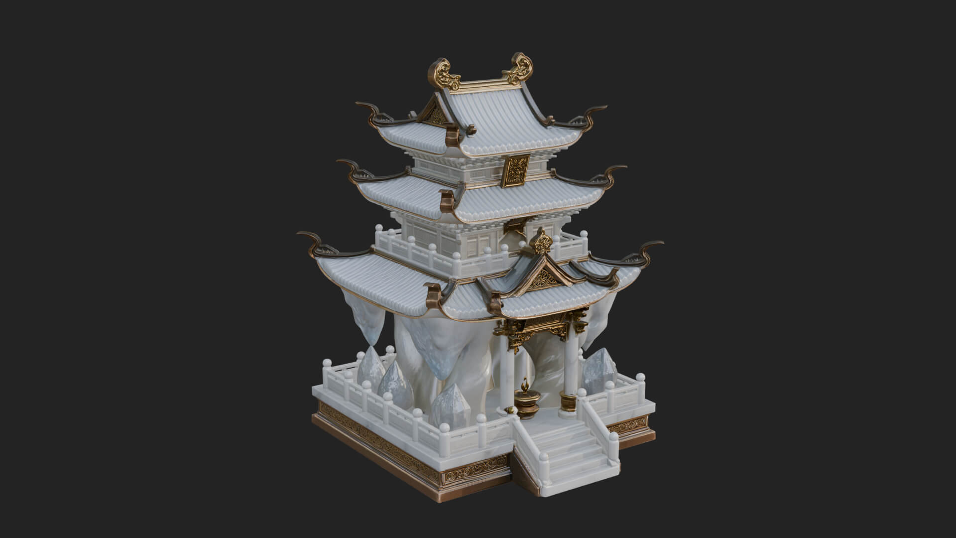 Tiered Pagoda Hall Temple Design 41 3D Print Model 3D Model
