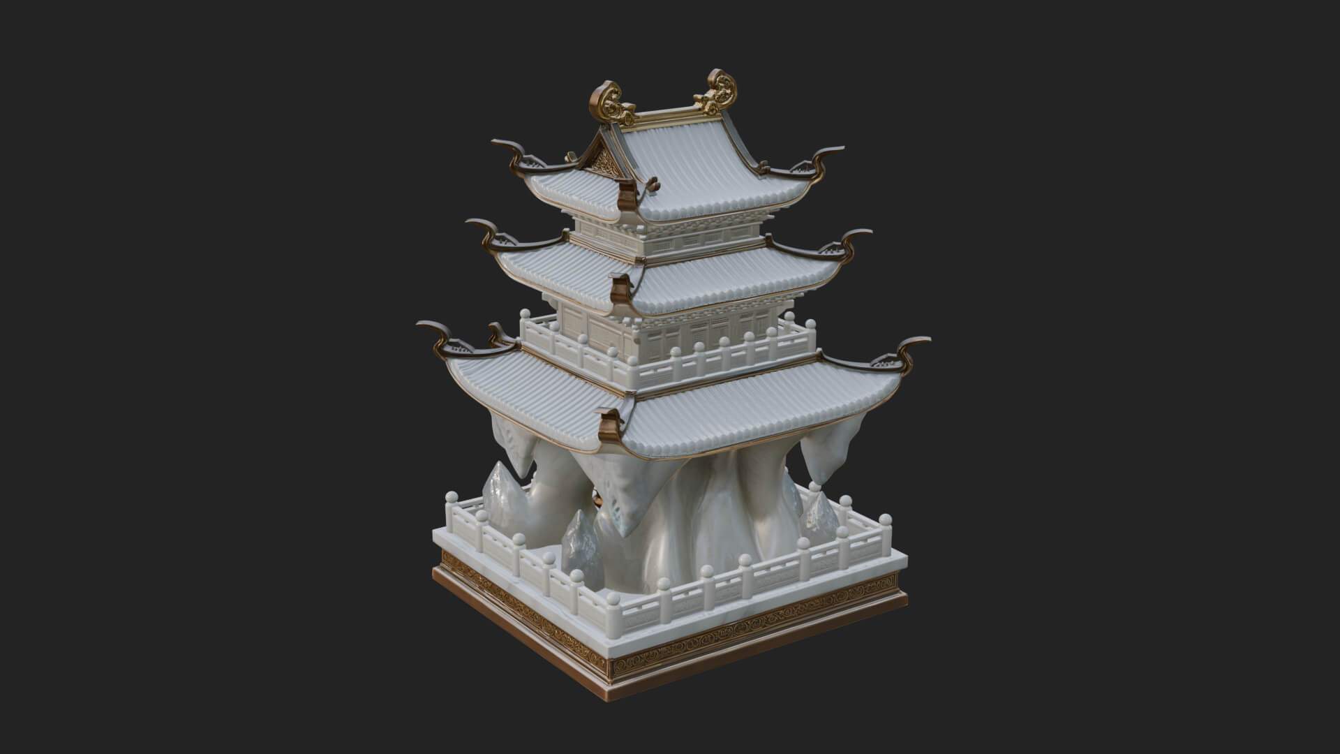 Tiered Pagoda Hall Temple Design 41 3D Print Model 3D Model