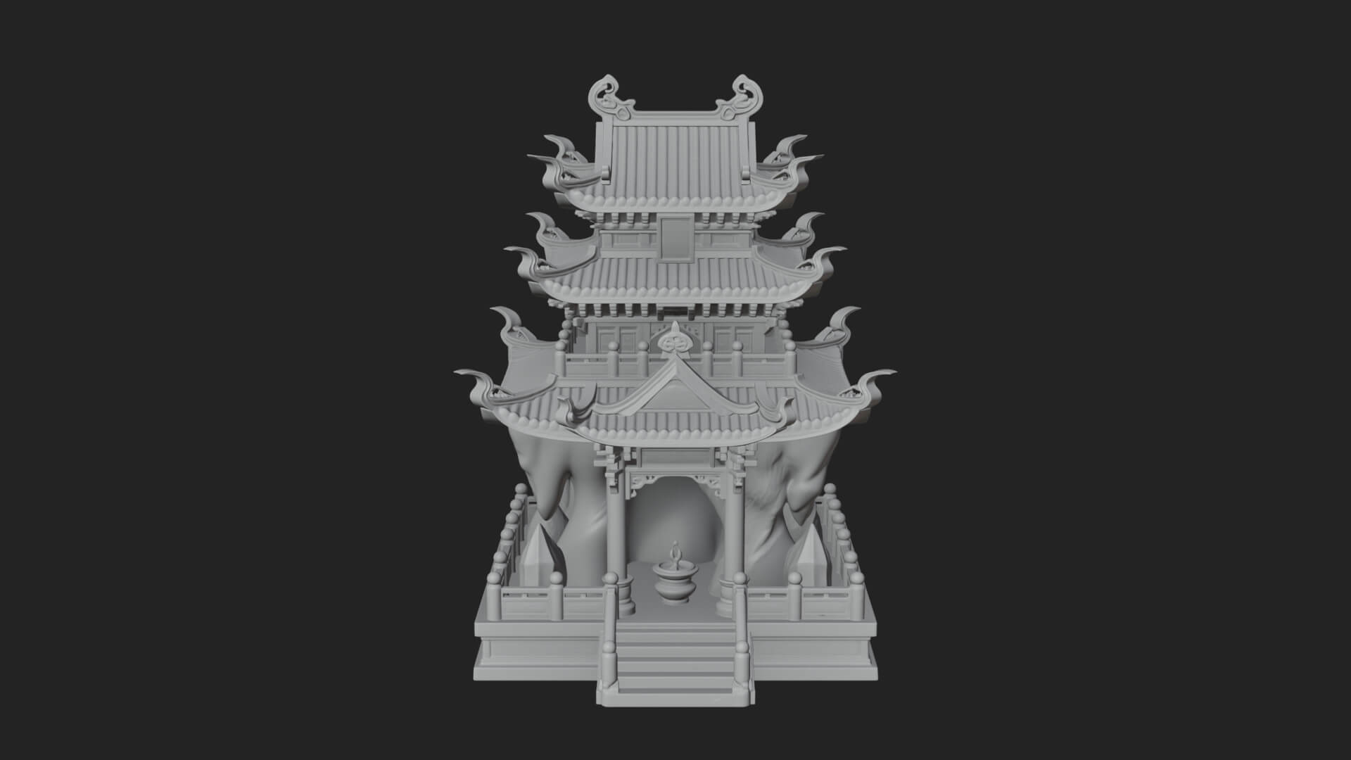 Tiered Pagoda Hall Temple Design 41 3D Print Model 3D Model