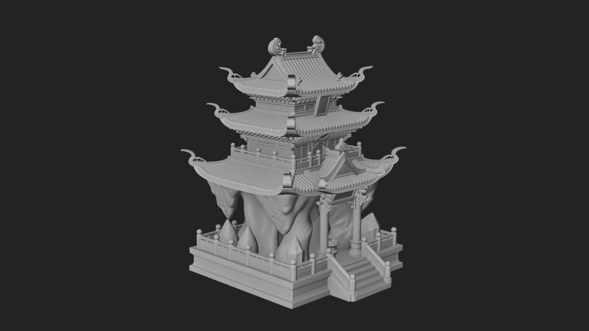 Tiered Pagoda Hall Temple Design 41 3D Print Model 3D Model