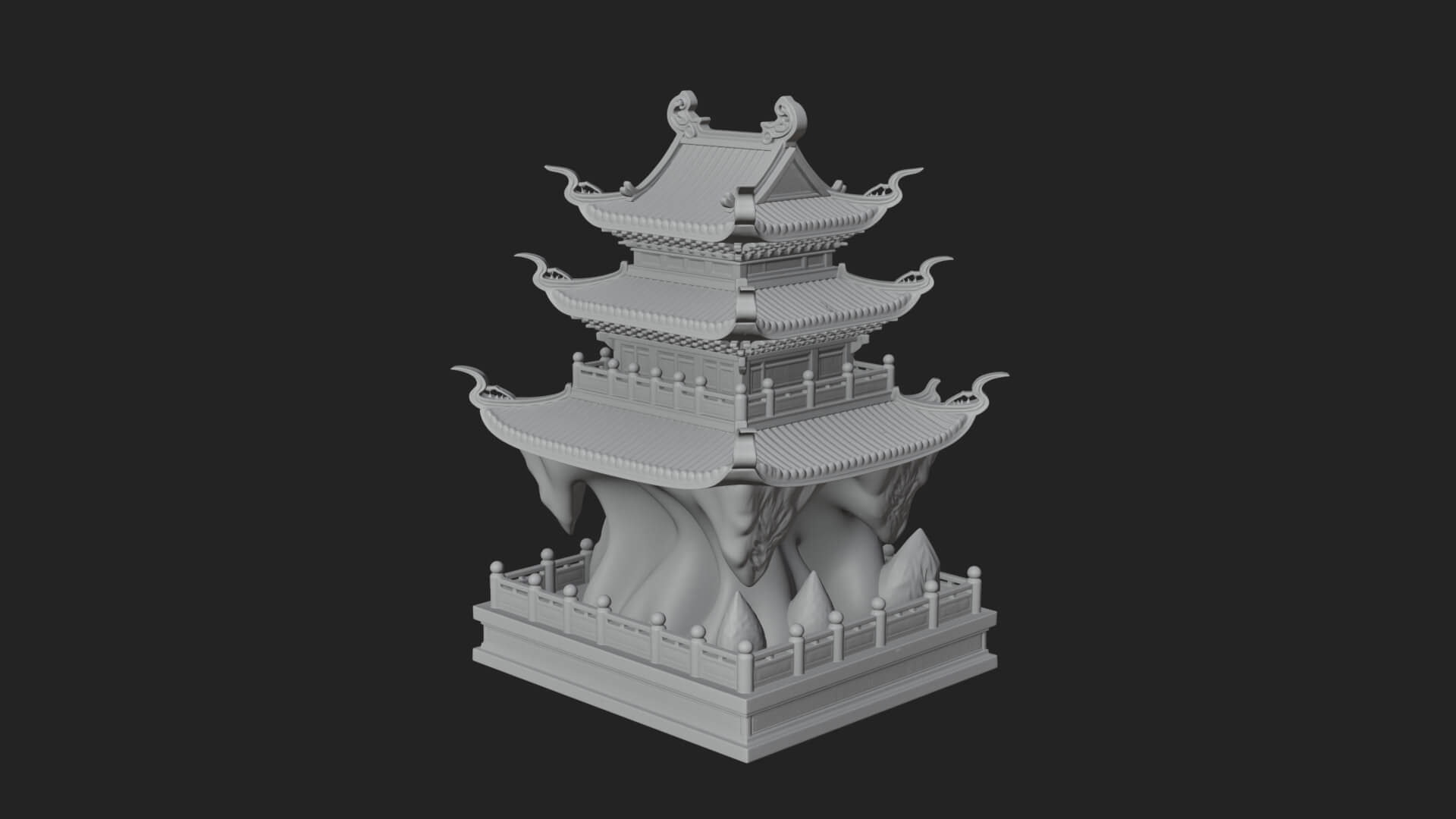 Tiered Pagoda Hall Temple Design 41 3D Print Model 3D Model