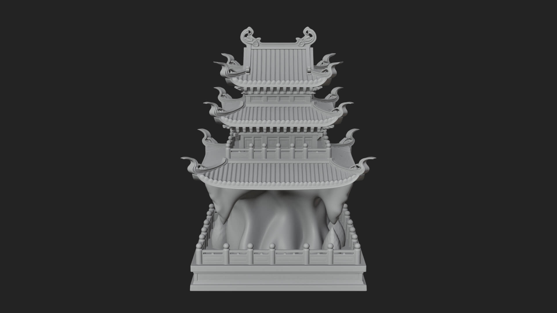 Tiered Pagoda Hall Temple Design 41 3D Print Model 3D Model