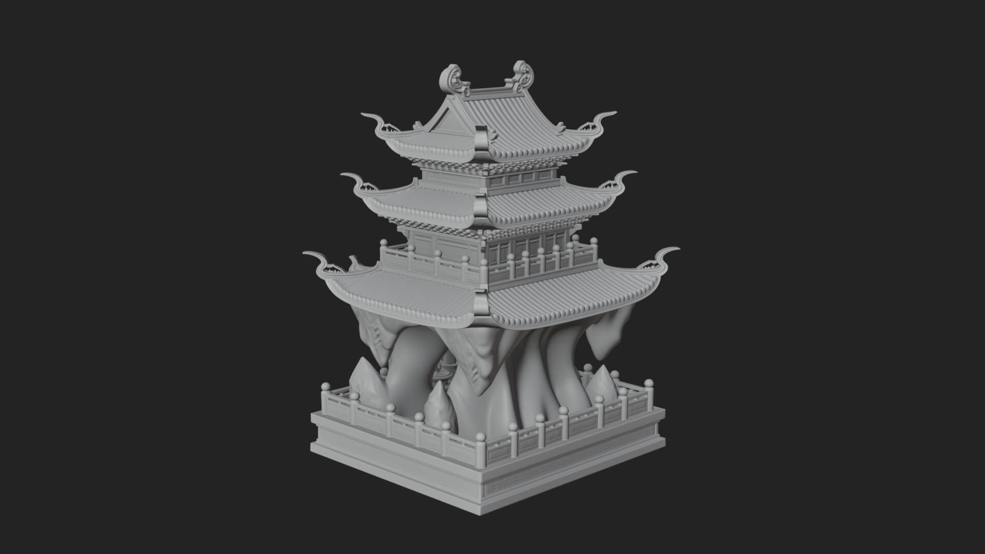 Tiered Pagoda Hall Temple Design 41 3D Print Model 3D Model