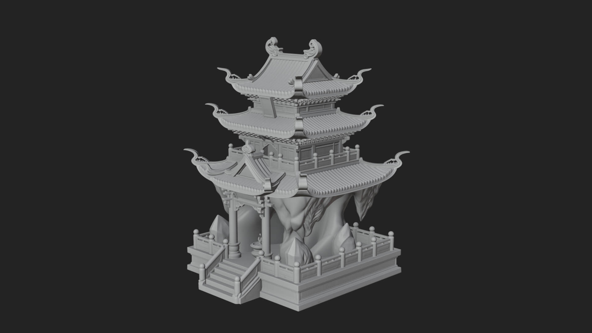 Tiered Pagoda Hall Temple Design 41 3D Print Model 3D Model