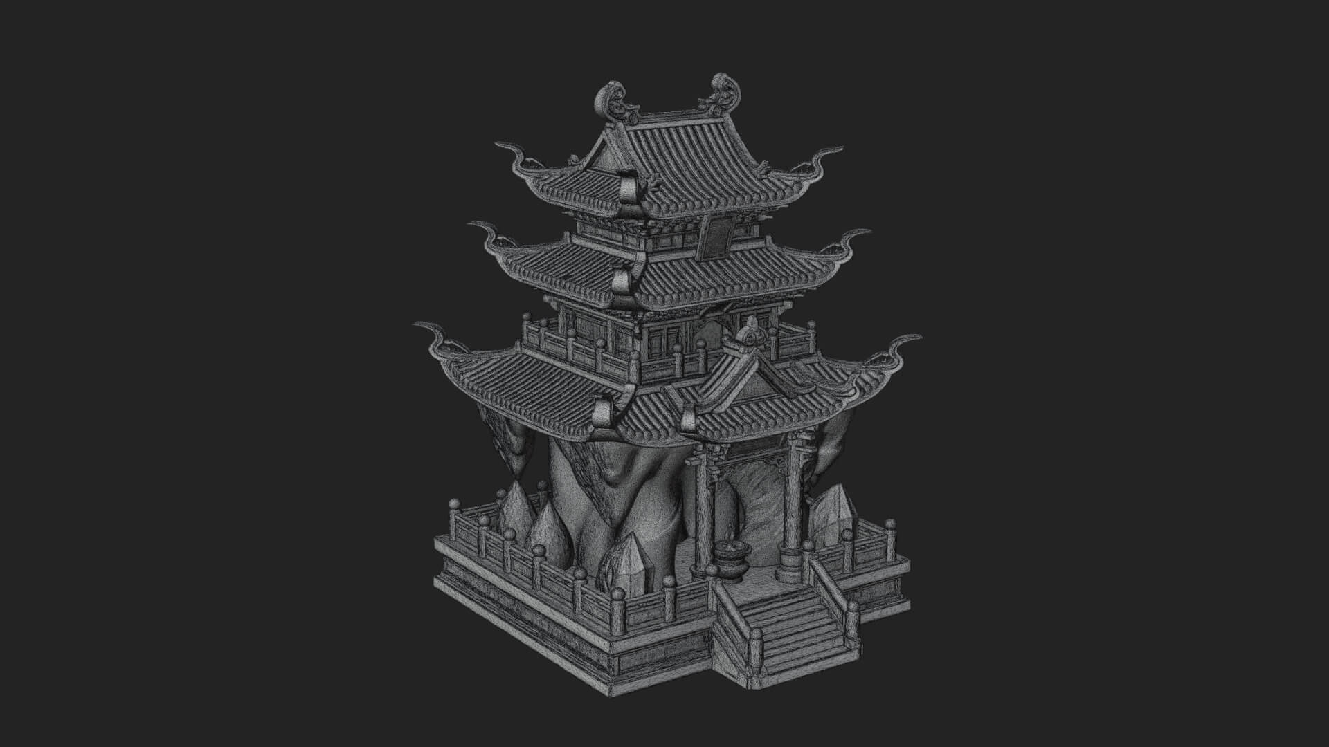 Tiered Pagoda Hall Temple Design 41 3D Print Model 3D Model