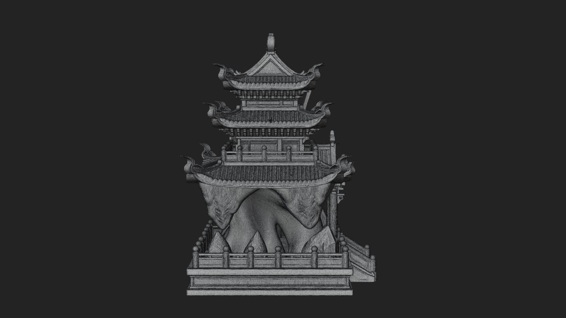 Tiered Pagoda Hall Temple Design 41 3D Print Model 3D Model