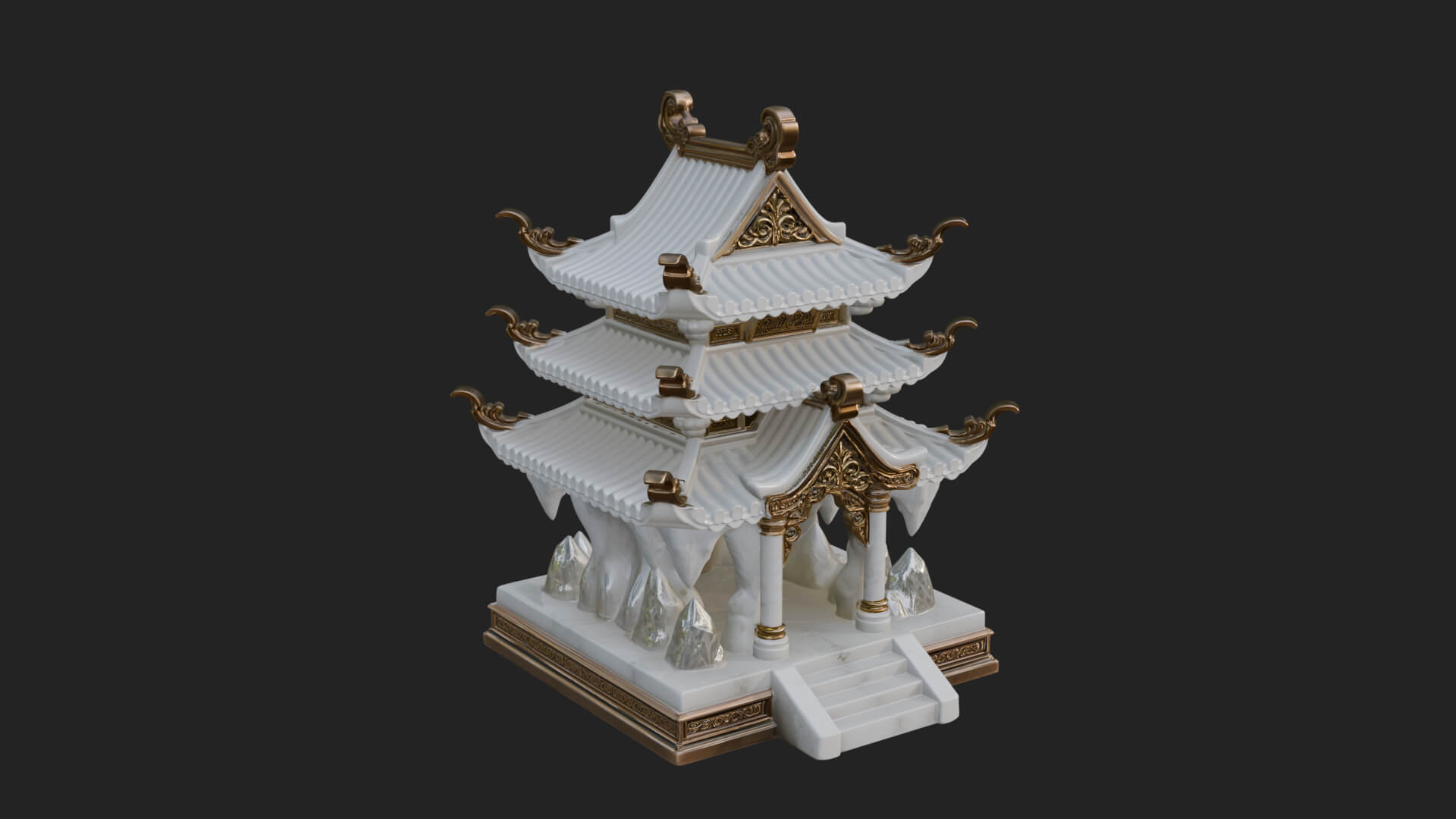 Tiered Pagoda Hall Temple Design 42 3D Print Model 3D Model