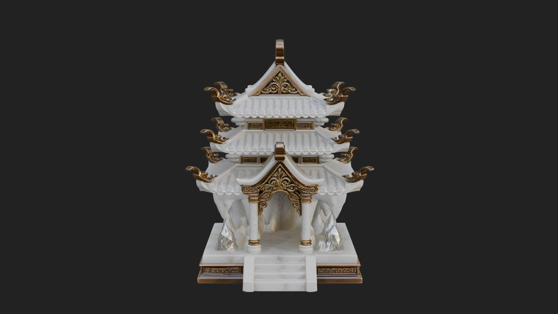 Tiered Pagoda Hall Temple Design 42 3D Print Model 3D Model