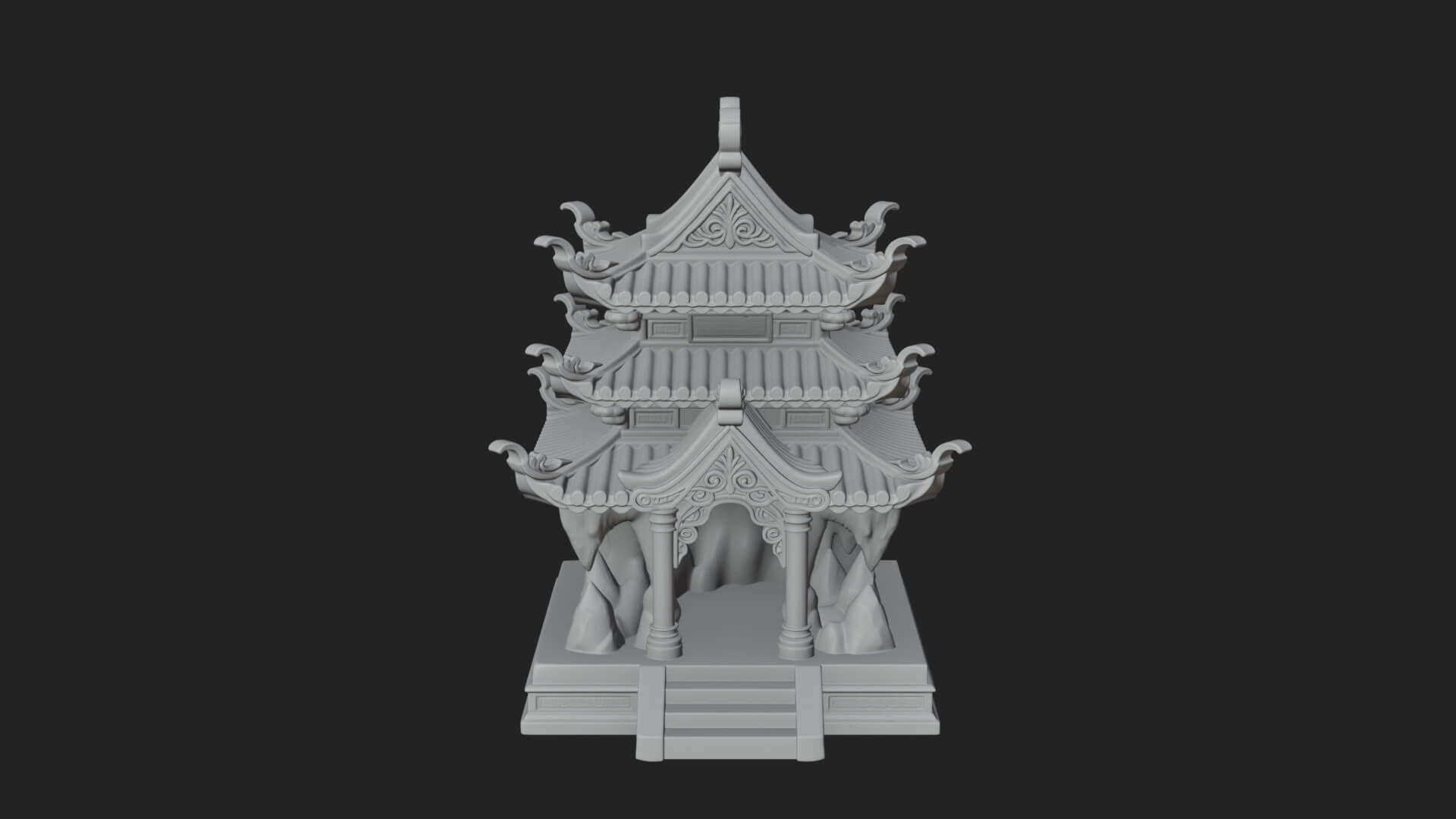 Tiered Pagoda Hall Temple Design 42 3D Print Model 3D Model