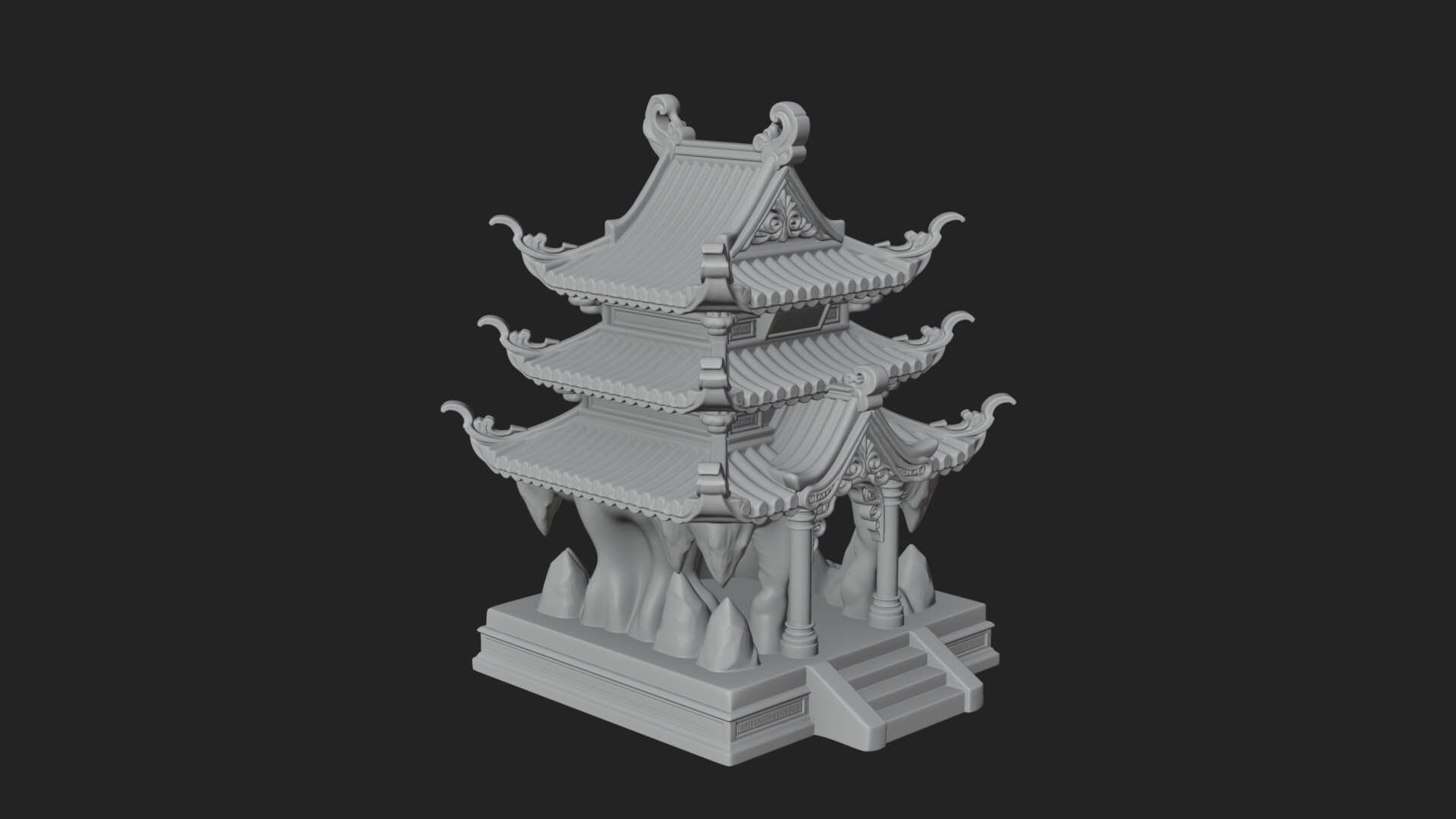 Tiered Pagoda Hall Temple Design 42 3D Print Model 3D Model