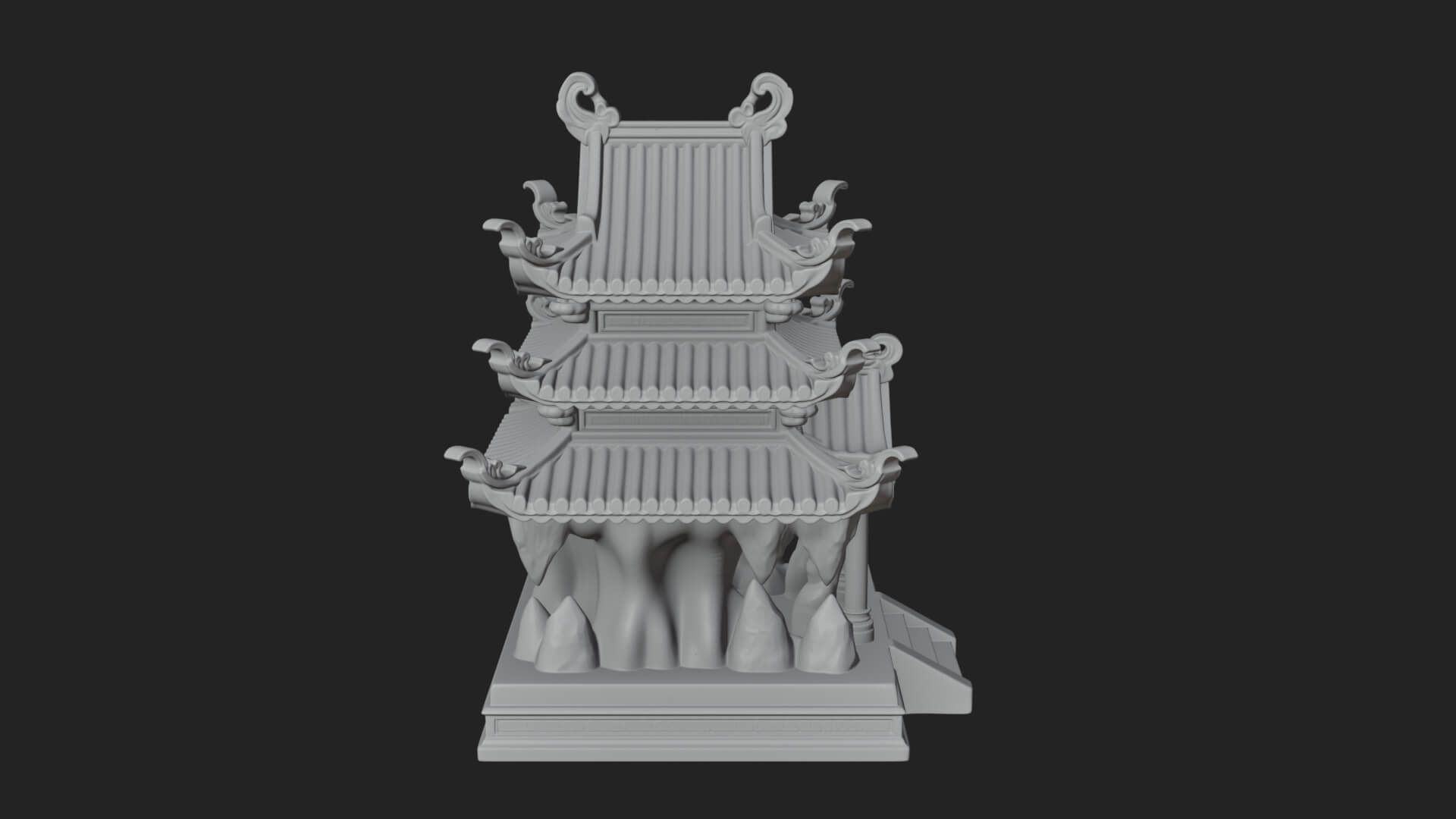Tiered Pagoda Hall Temple Design 42 3D Print Model 3D Model