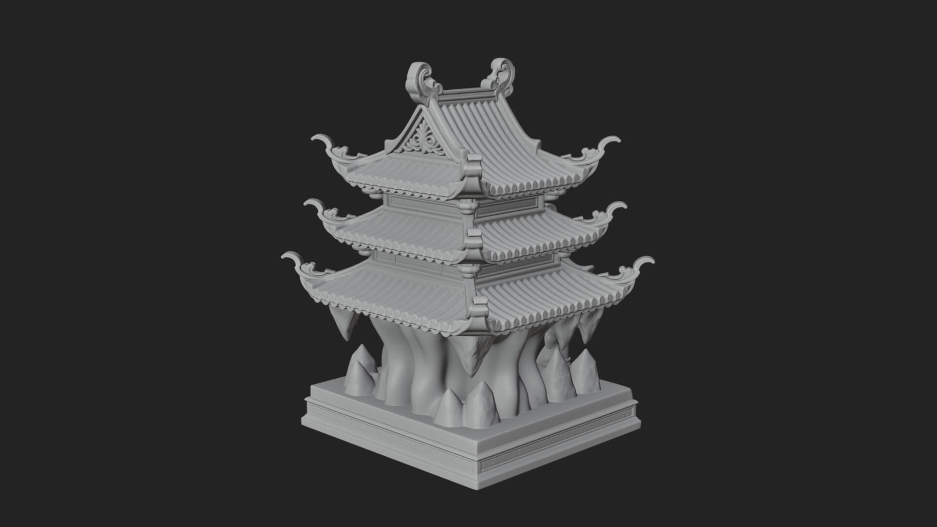 Tiered Pagoda Hall Temple Design 42 3D Print Model 3D Model