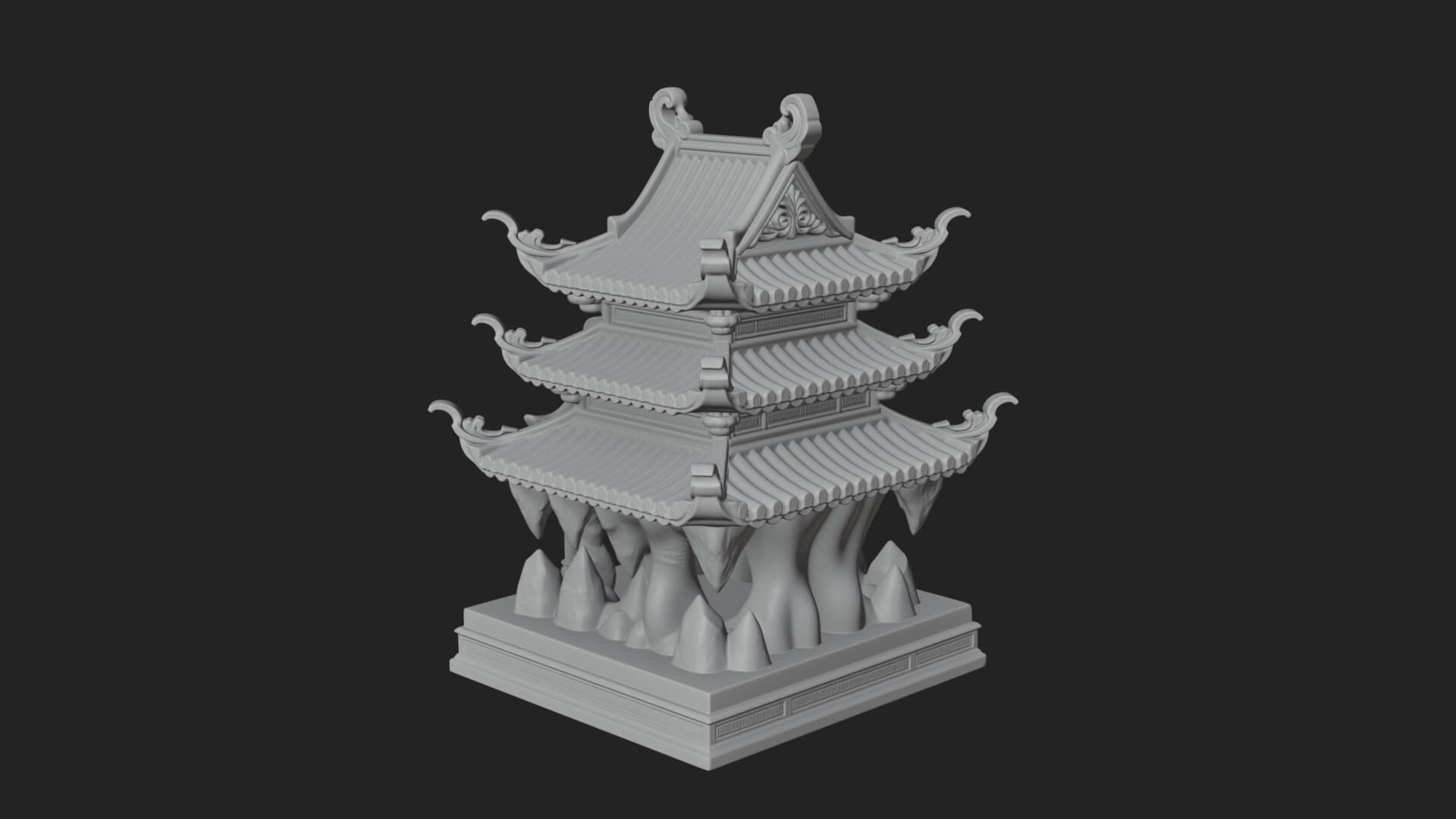 Tiered Pagoda Hall Temple Design 42 3D Print Model 3D Model
