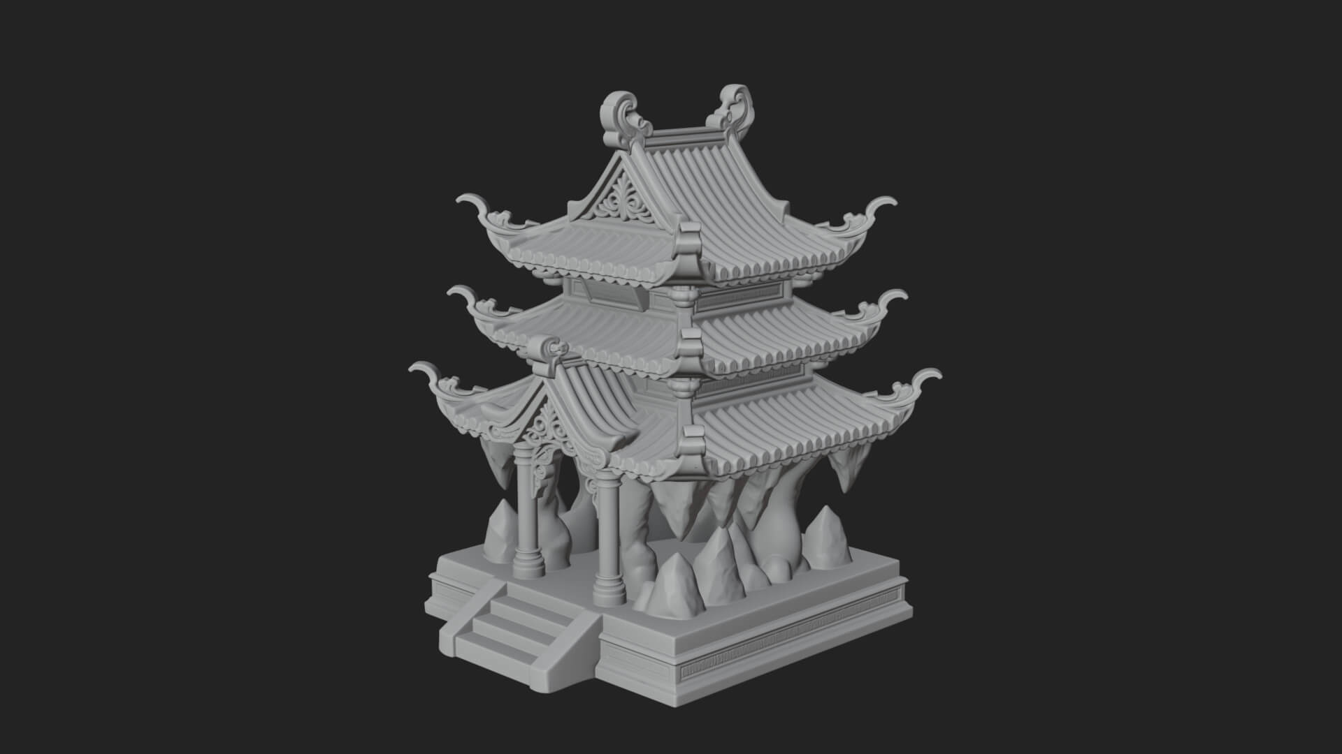 Tiered Pagoda Hall Temple Design 42 3D Print Model 3D Model