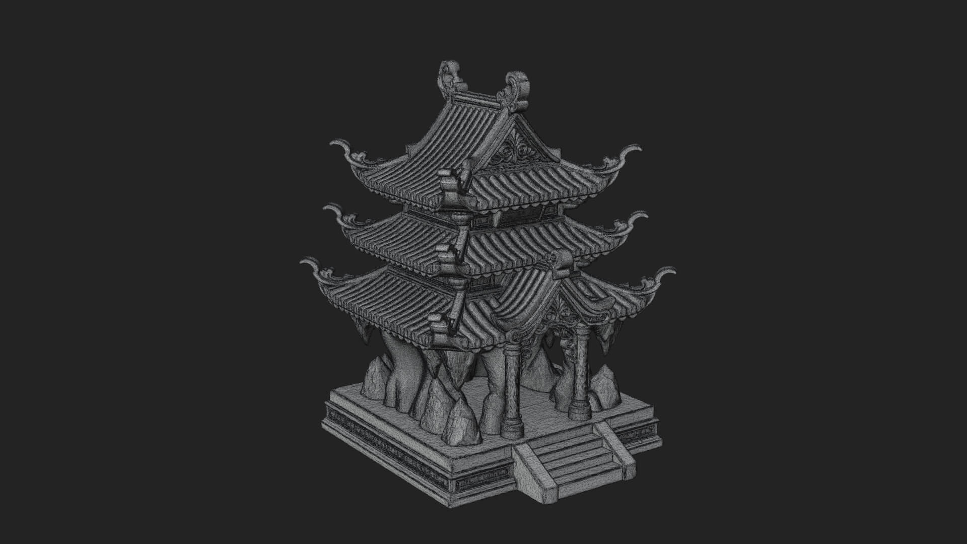 Tiered Pagoda Hall Temple Design 42 3D Print Model 3D Model