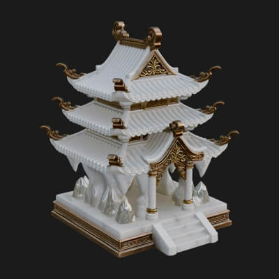 Tiered Pagoda Hall Temple Design 42 3D Print Model