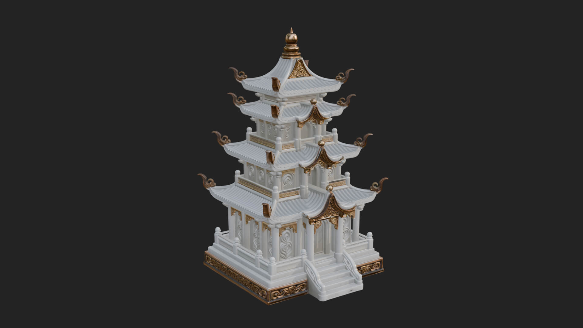 Tiered Pagoda Hall Temple Design 43 3D Print Model 3D Model
