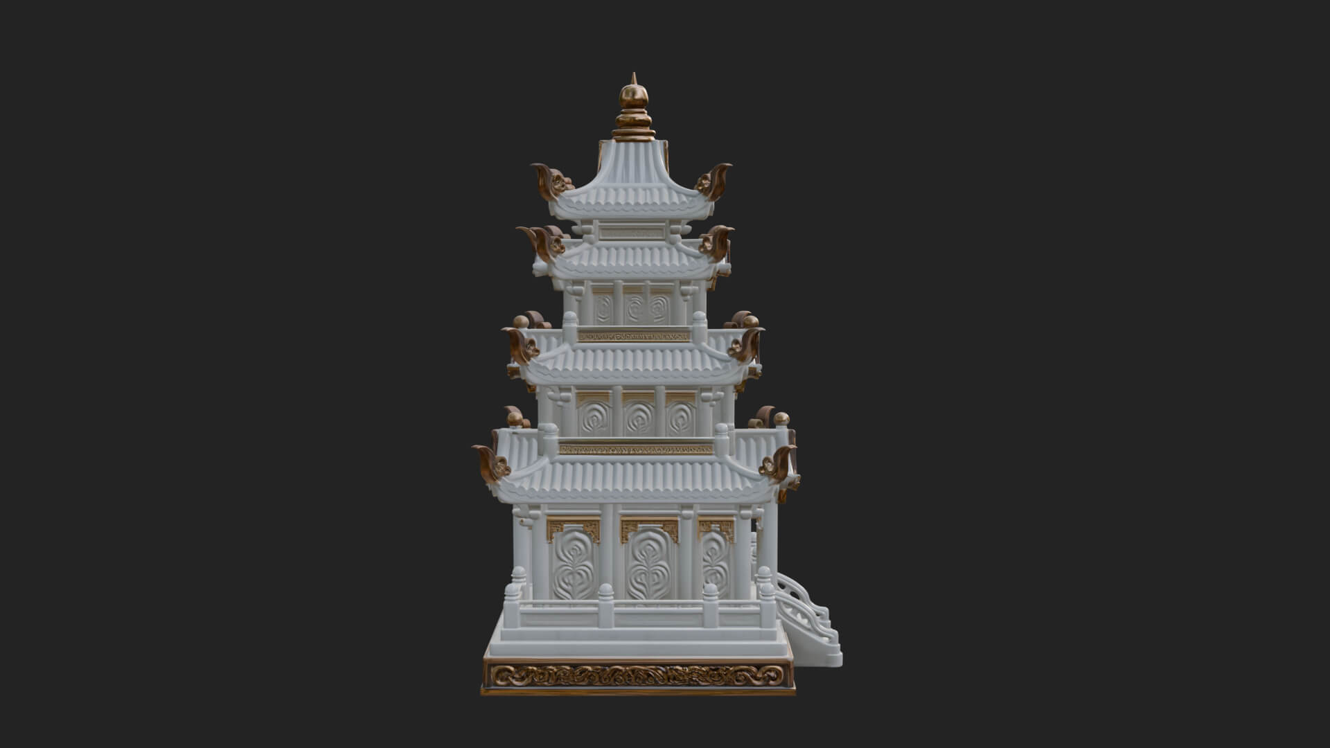 Tiered Pagoda Hall Temple Design 43 3D Print Model 3D Model