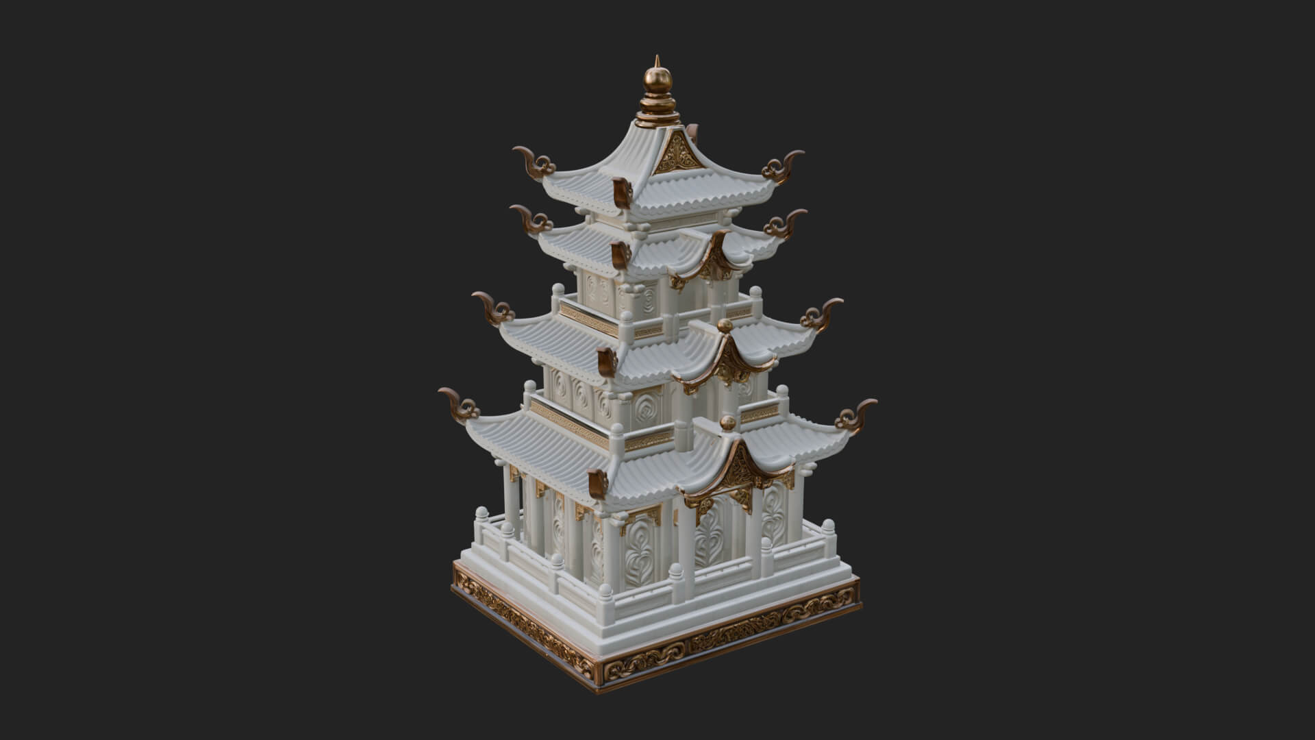 Tiered Pagoda Hall Temple Design 43 3D Print Model 3D Model