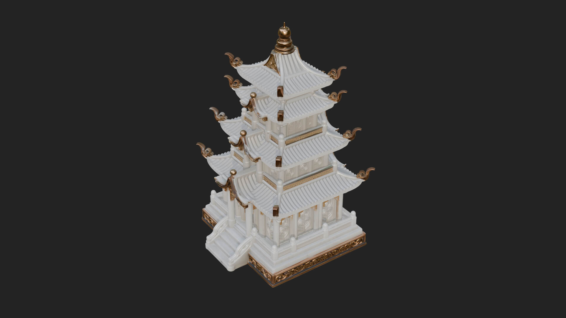 Tiered Pagoda Hall Temple Design 43 3D Print Model 3D Model