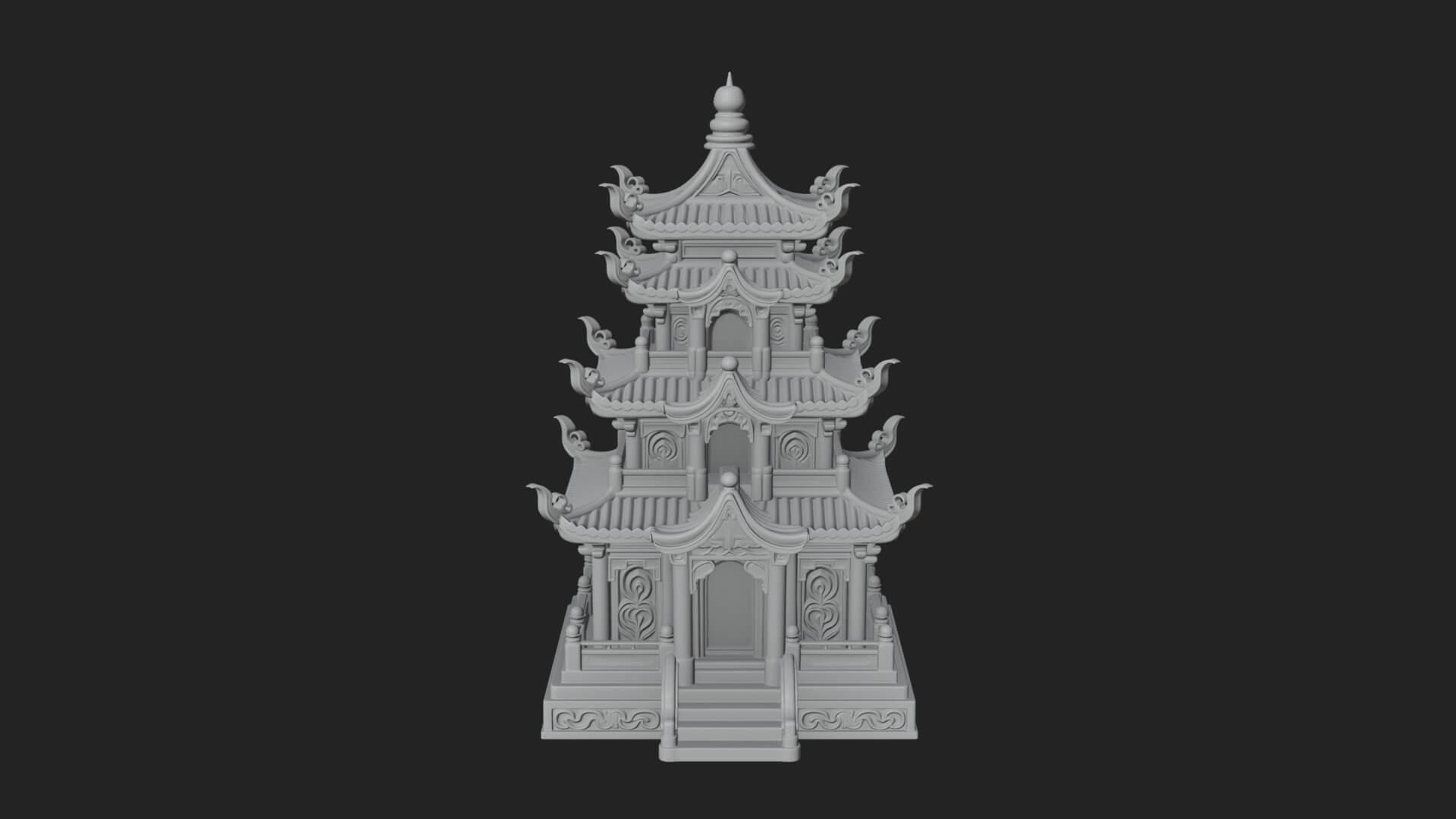 Tiered Pagoda Hall Temple Design 43 3D Print Model 3D Model