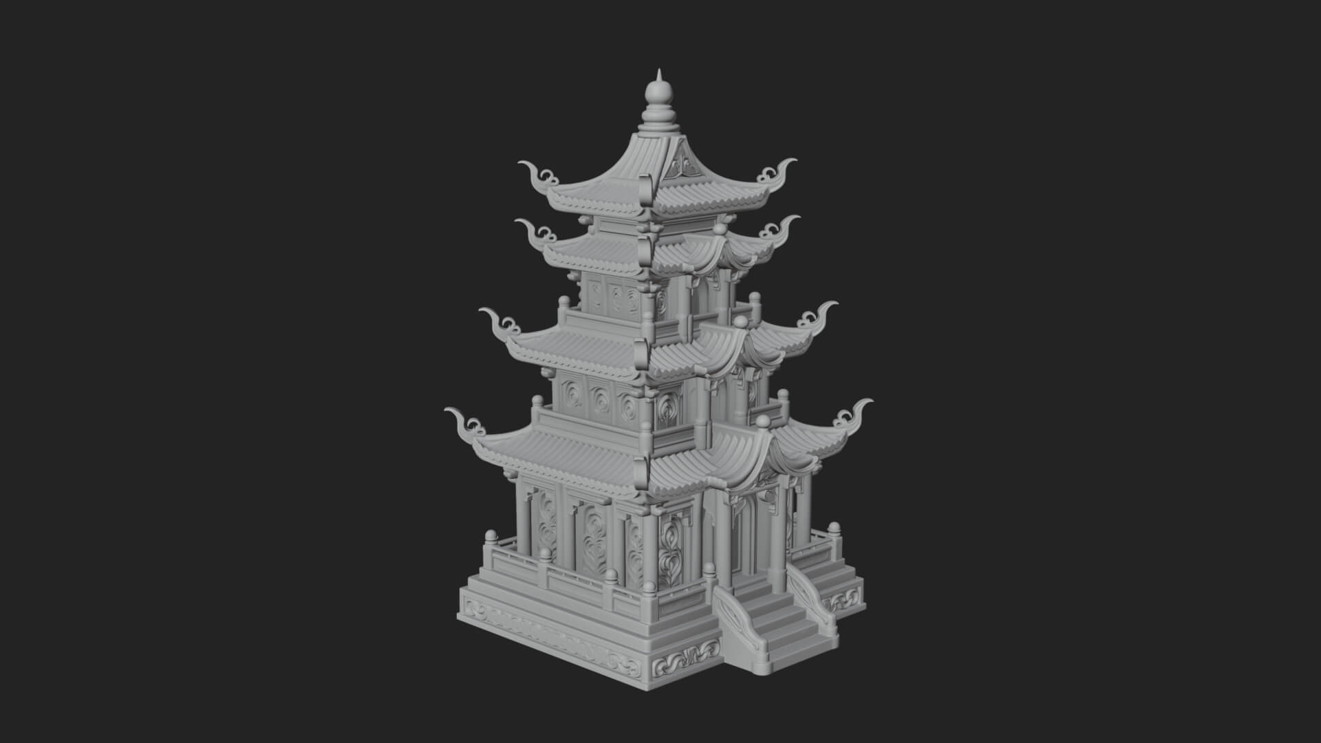Tiered Pagoda Hall Temple Design 43 3D Print Model 3D Model