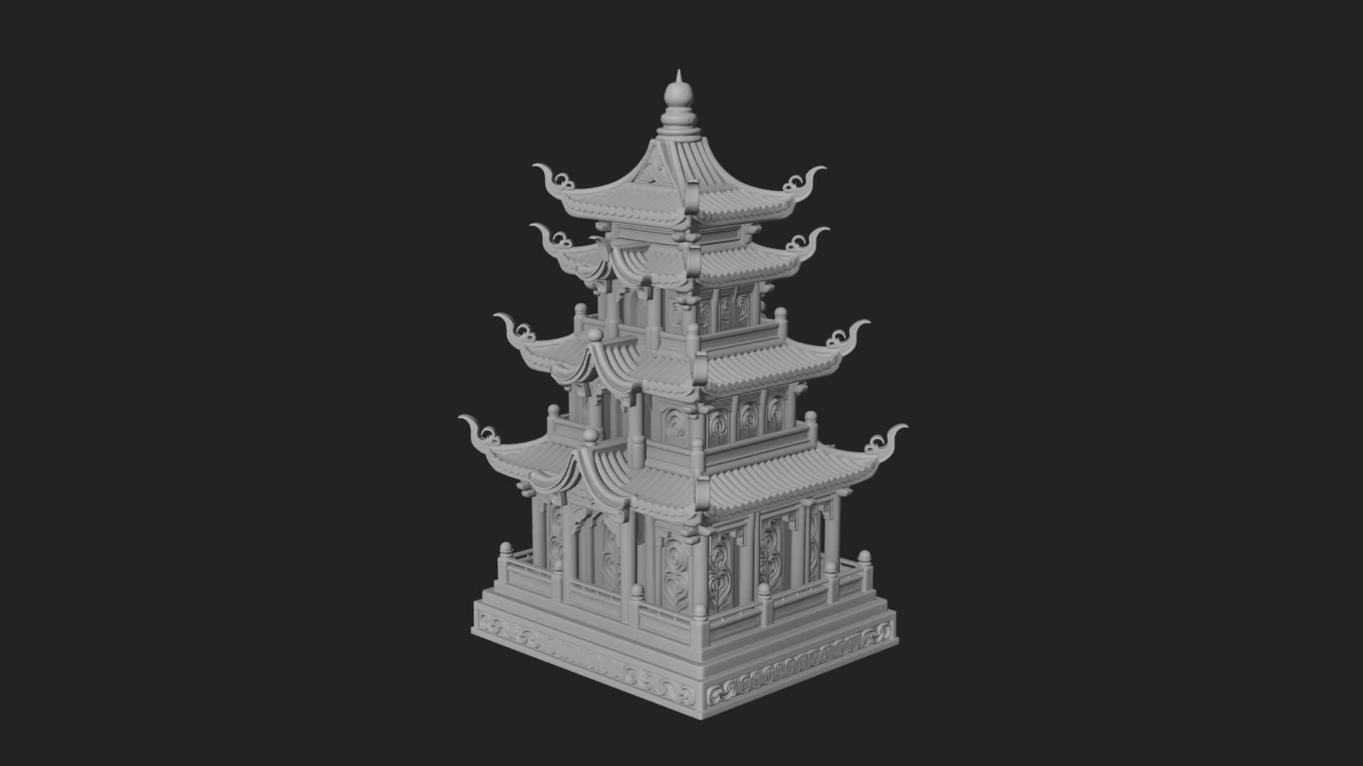 Tiered Pagoda Hall Temple Design 43 3D Print Model 3D Model