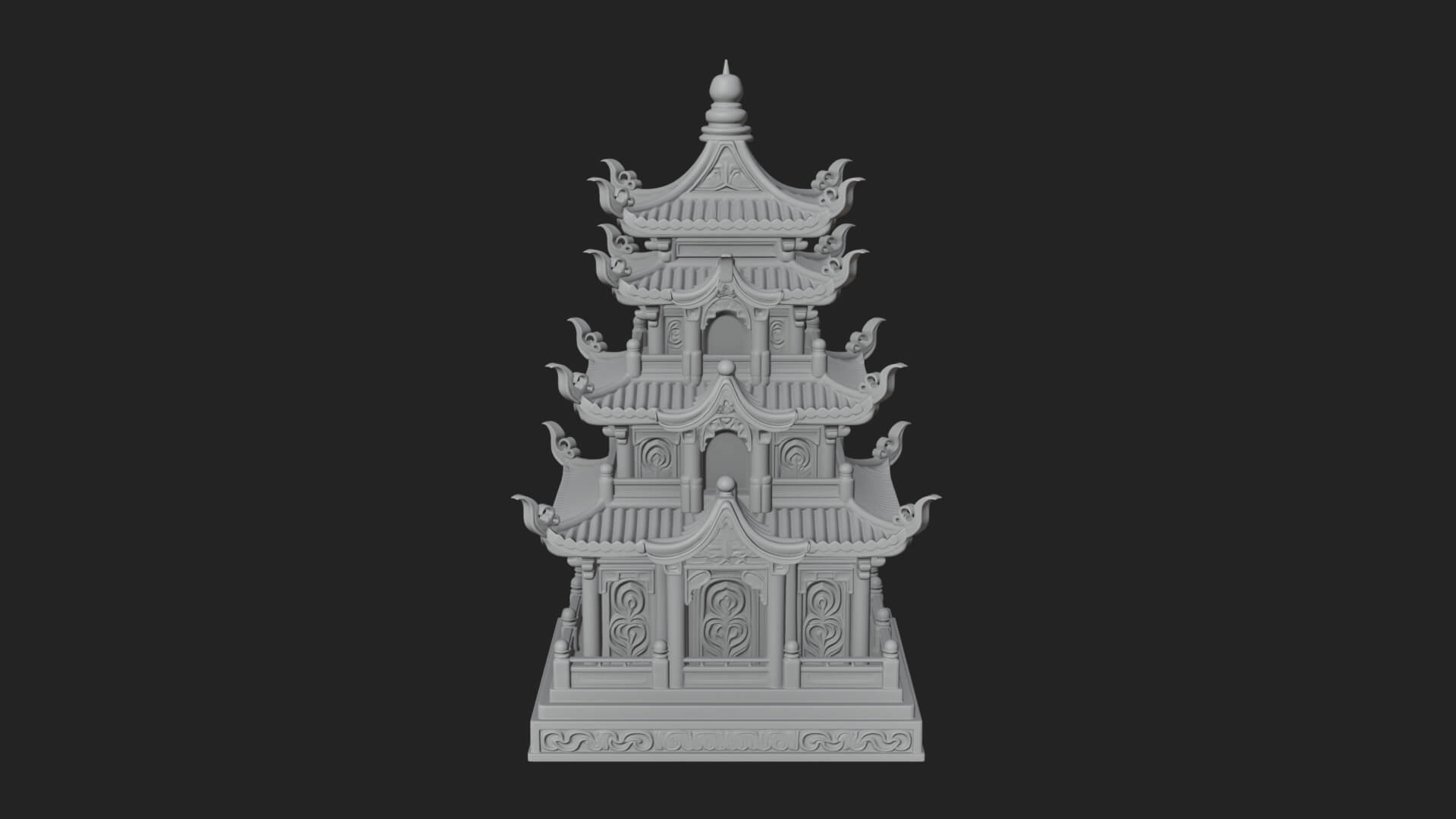 Tiered Pagoda Hall Temple Design 43 3D Print Model 3D Model
