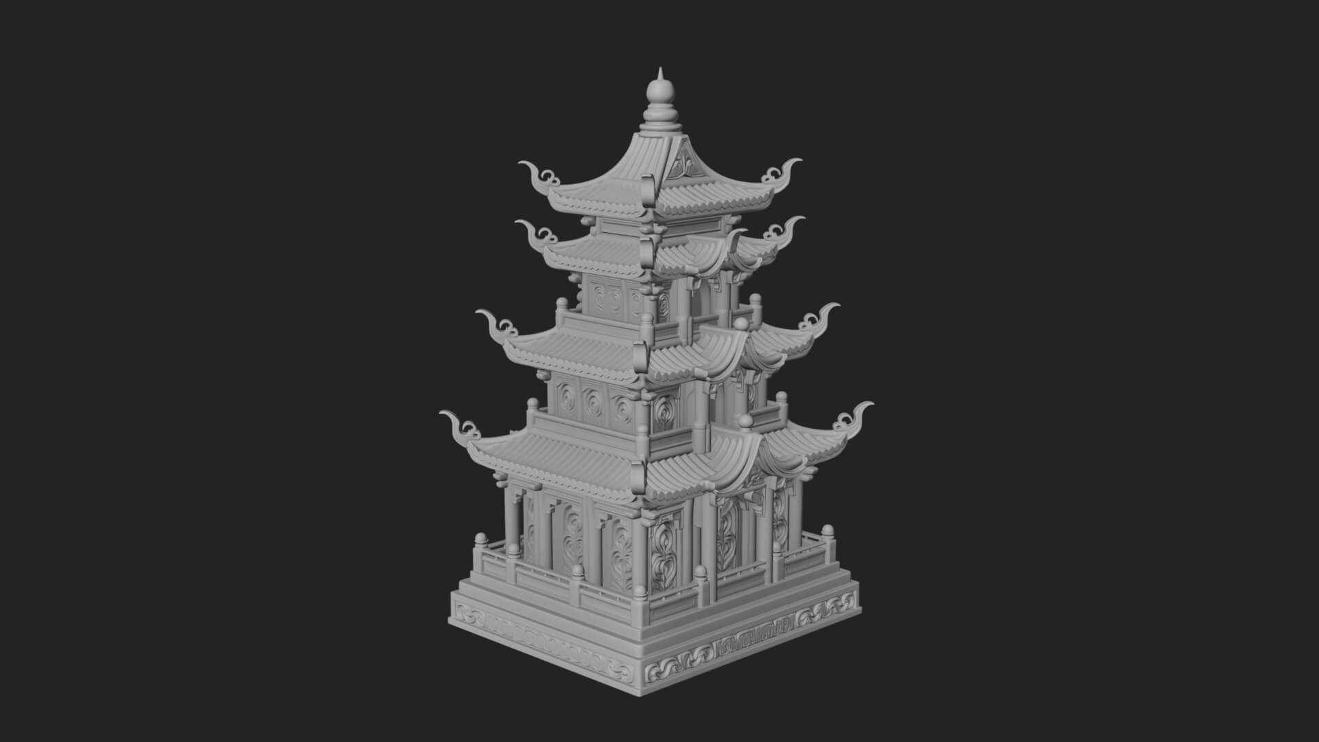 Tiered Pagoda Hall Temple Design 43 3D Print Model 3D Model