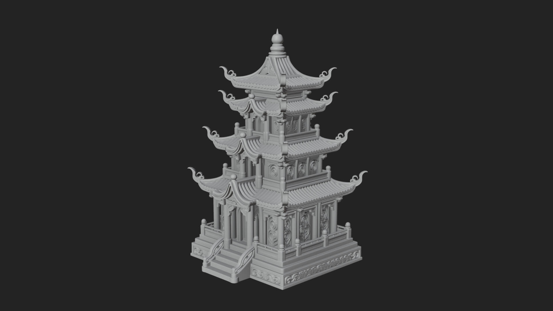 Tiered Pagoda Hall Temple Design 43 3D Print Model 3D Model