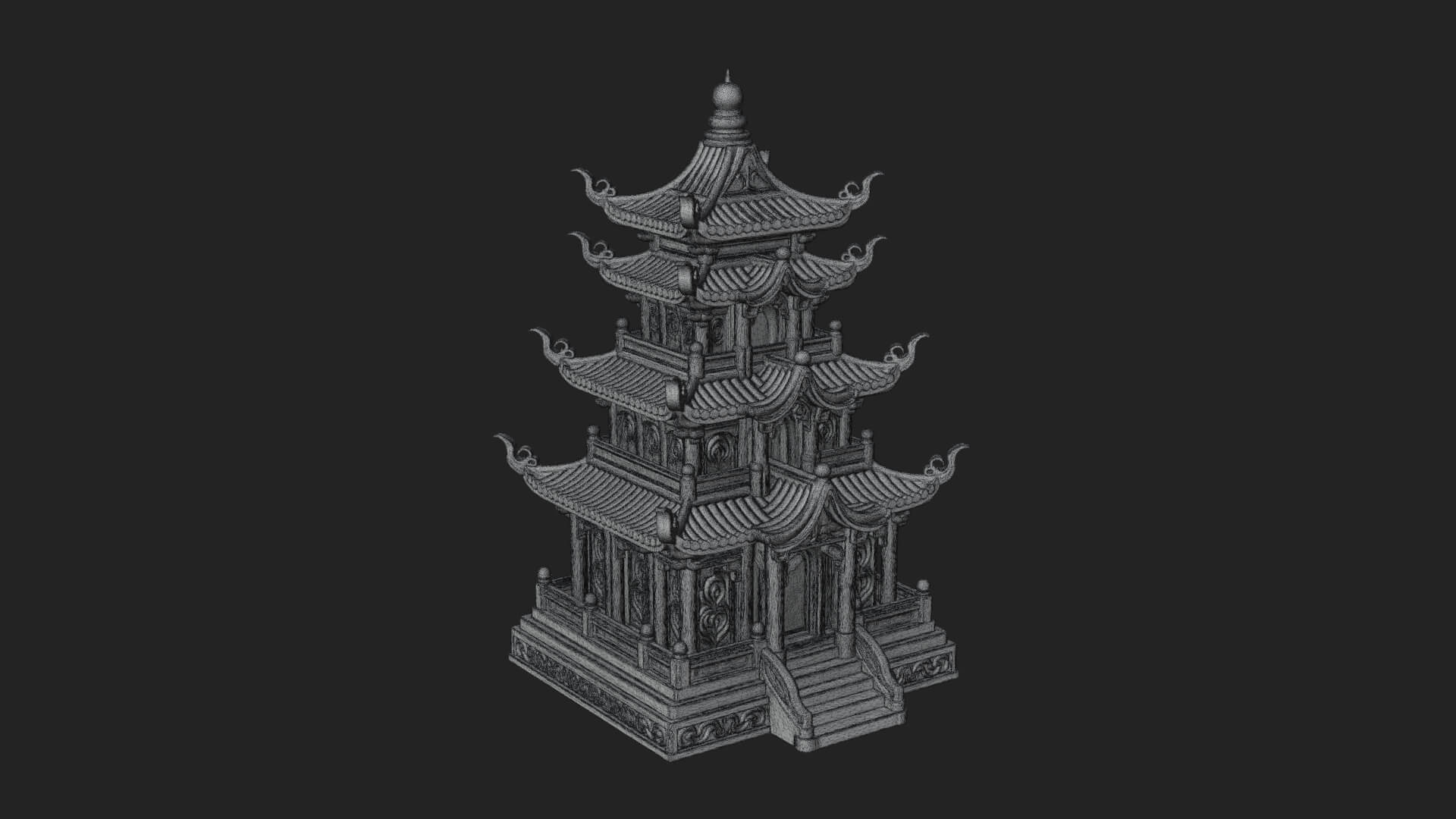 Tiered Pagoda Hall Temple Design 43 3D Print Model 3D Model