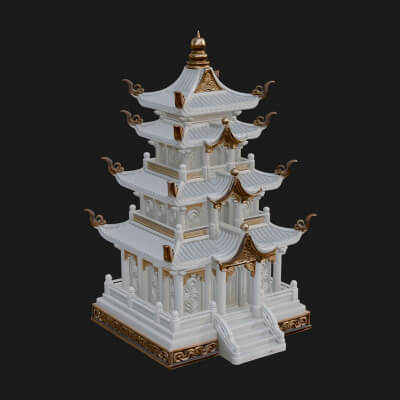 Tiered Pagoda Hall Temple Design 43 3D Print Model