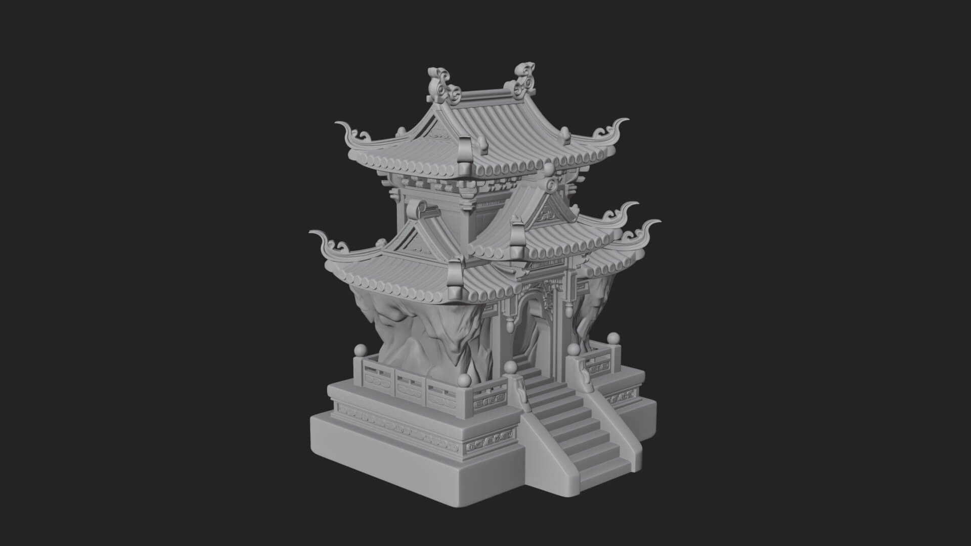 Tiered Pagoda Hall Temple Design 44 3D Print Model 3D Model