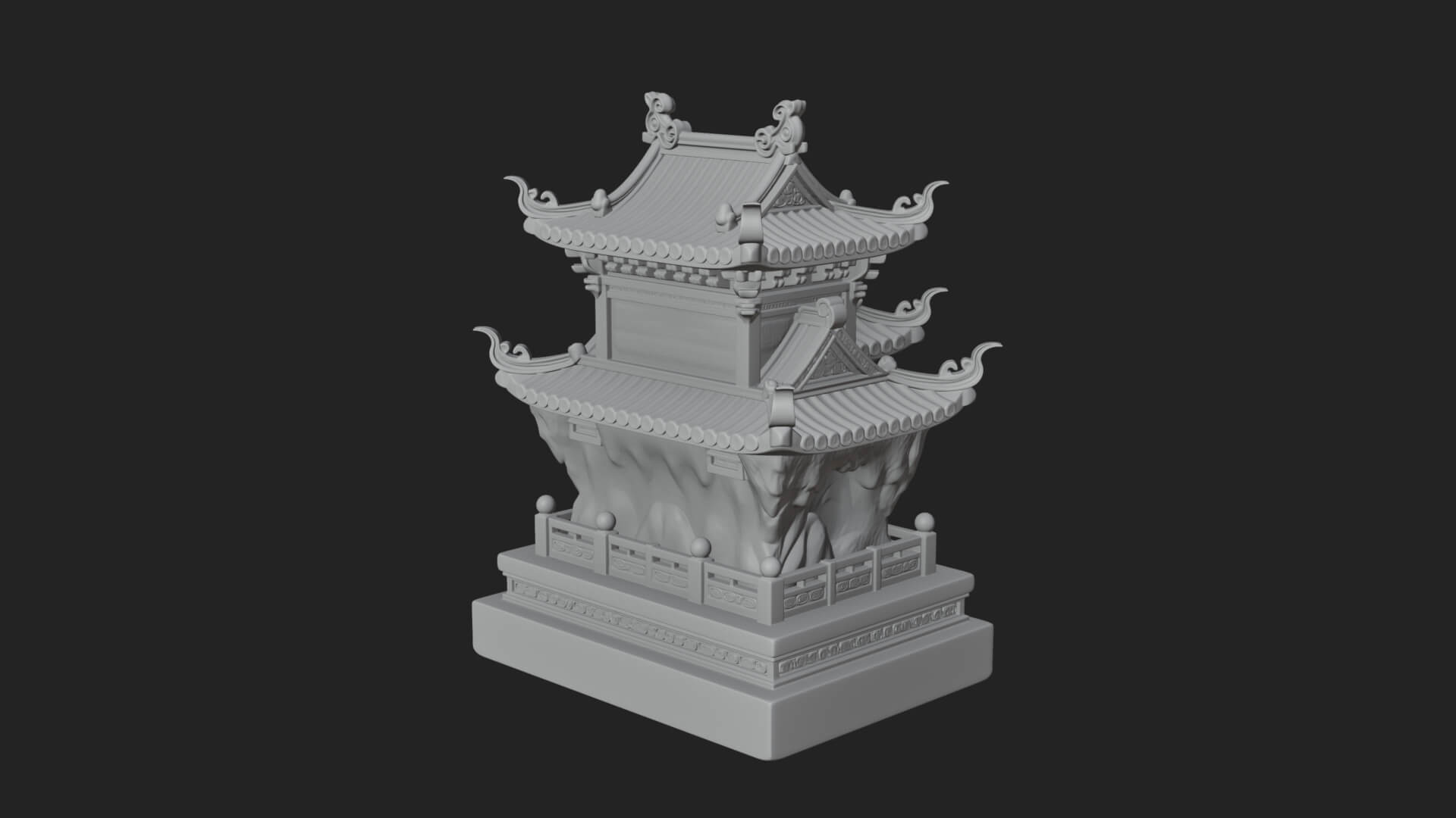 Tiered Pagoda Hall Temple Design 44 3D Print Model 3D Model