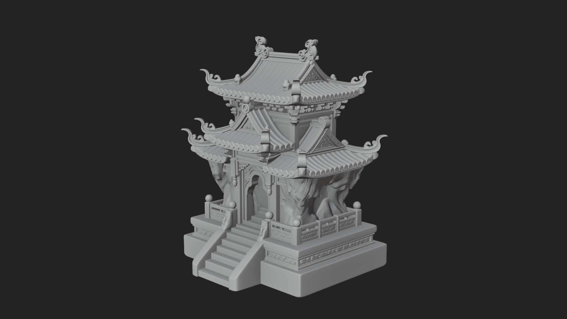 Tiered Pagoda Hall Temple Design 44 3D Print Model 3D Model