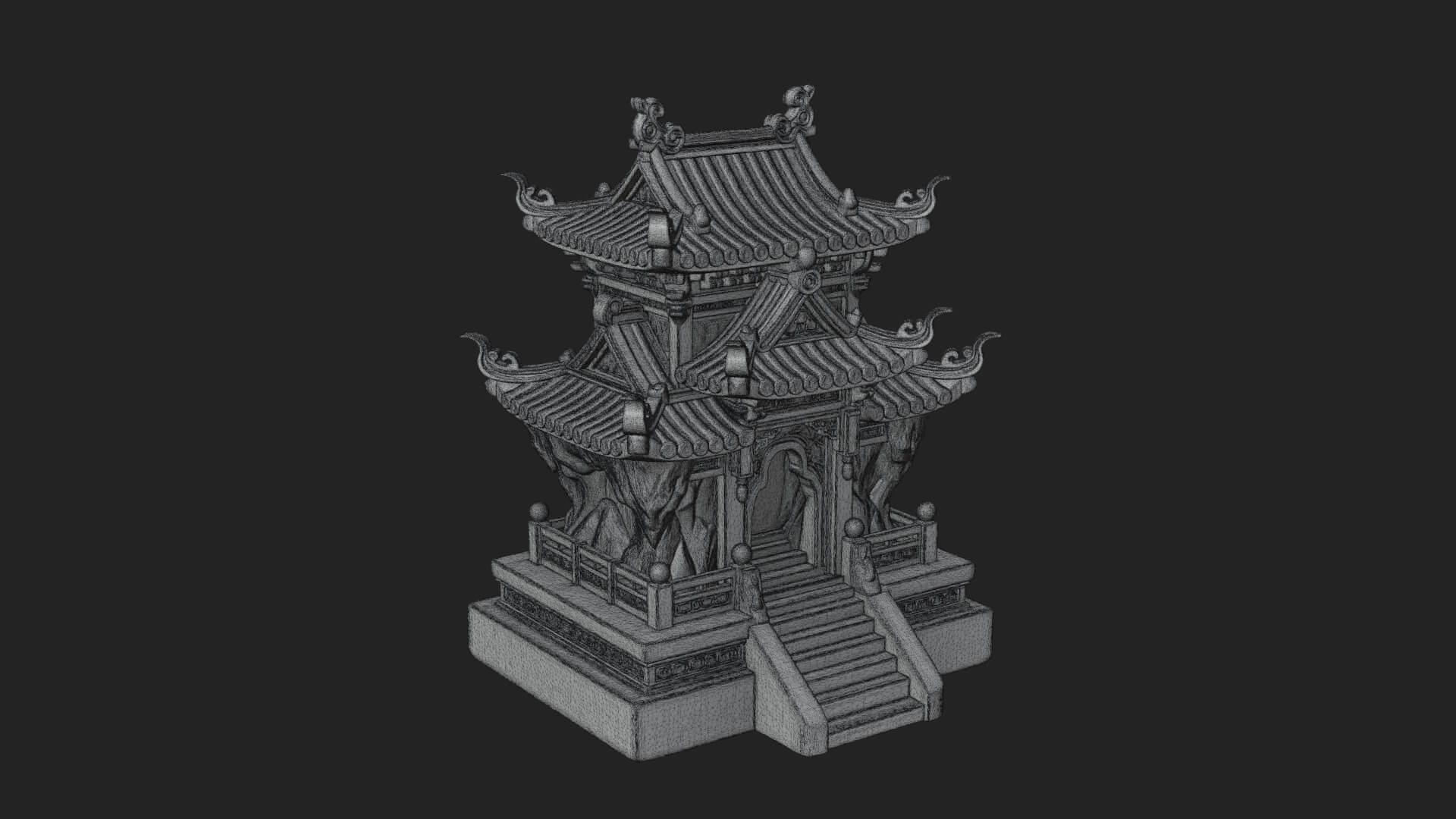 Tiered Pagoda Hall Temple Design 44 3D Print Model 3D Model