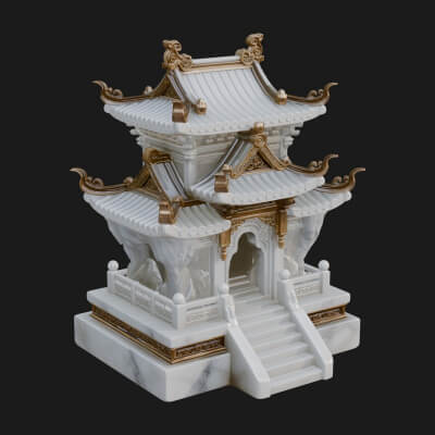 Tiered Pagoda Hall Temple Design 44 3D Print Model