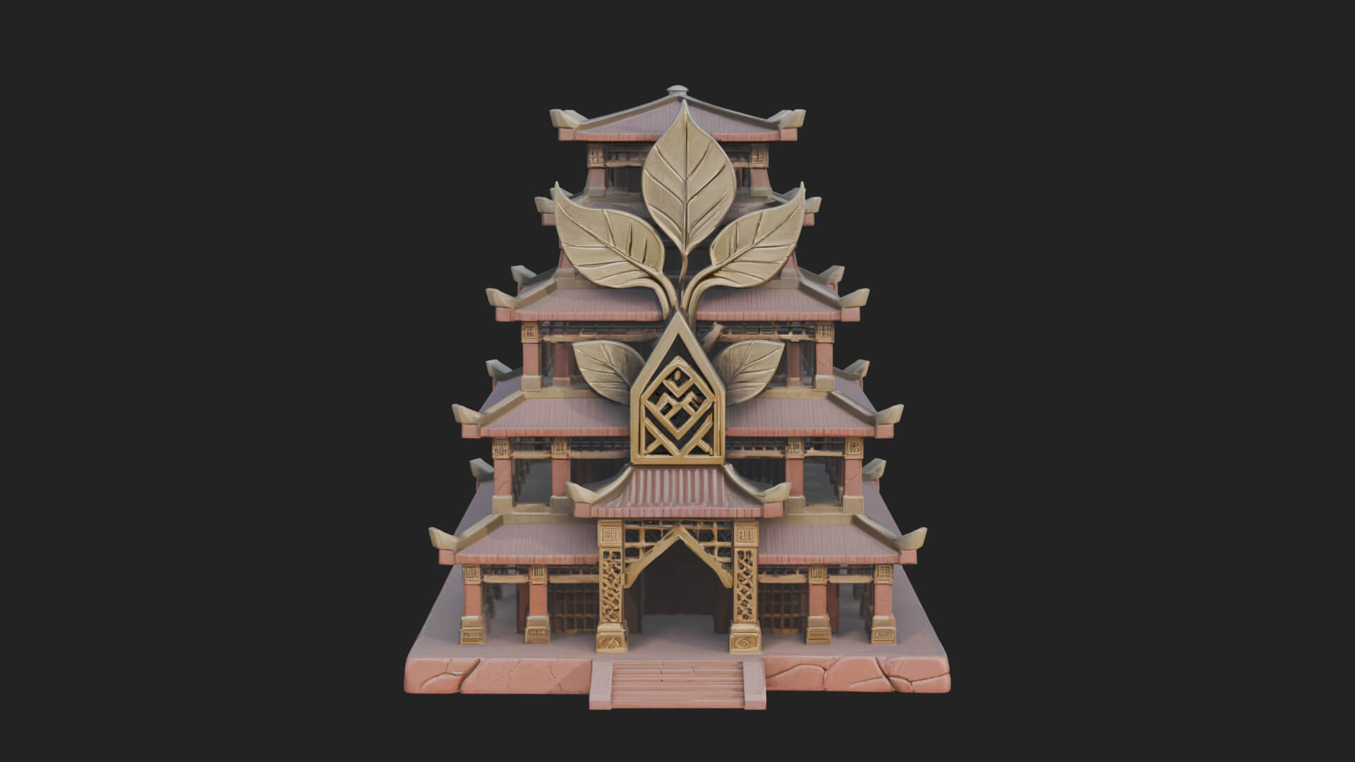 Tiered Pagoda Hall Temple Design 45 3D Print Model 3D Model