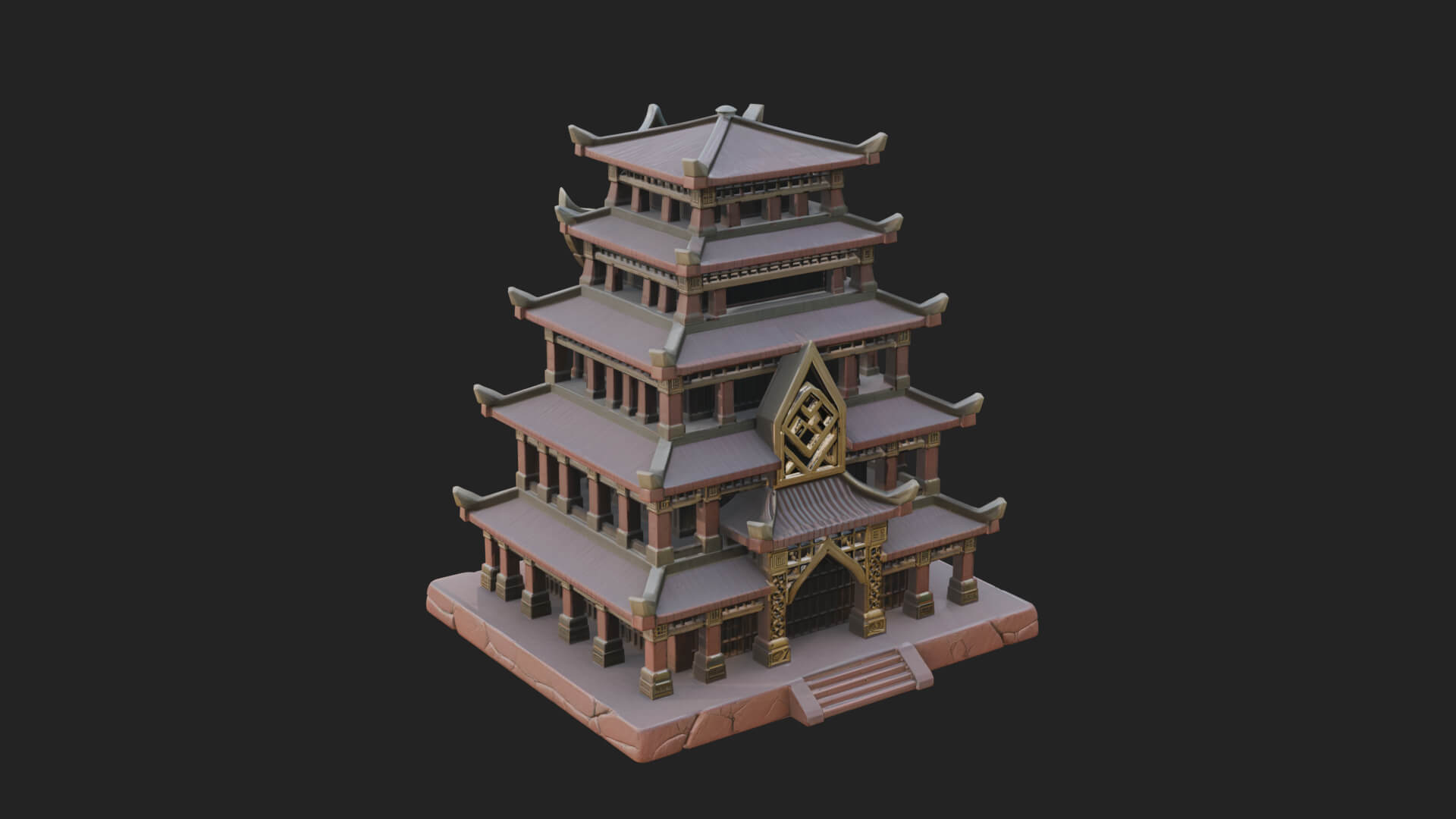 Tiered Pagoda Hall Temple Design 45 3D Print Model 3D Model