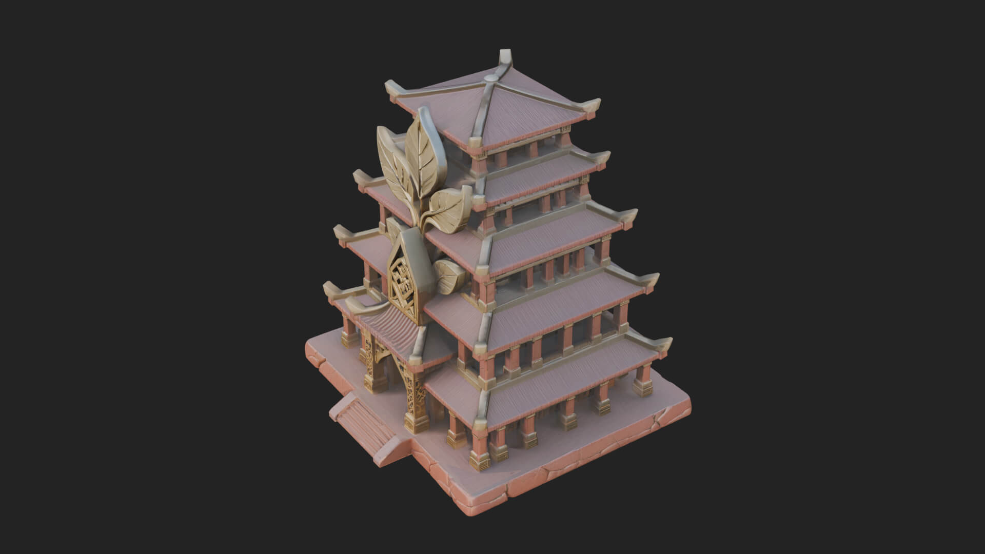 Tiered Pagoda Hall Temple Design 45 3D Print Model 3D Model