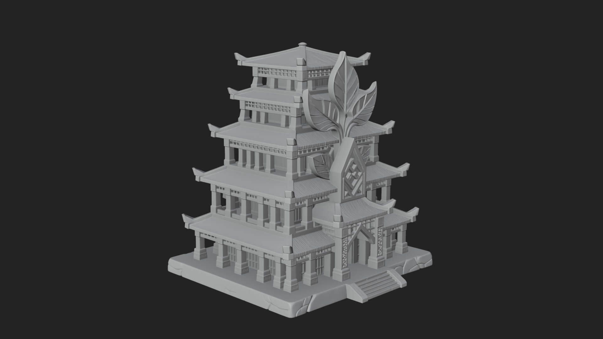 Tiered Pagoda Hall Temple Design 45 3D Print Model 3D Model