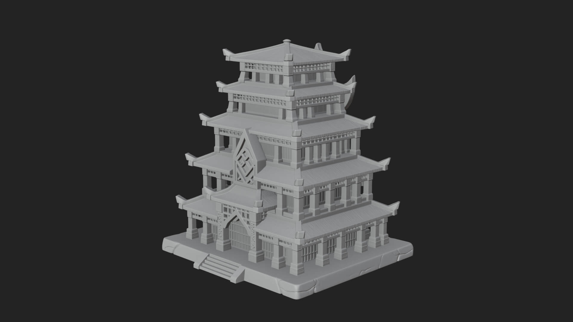 Tiered Pagoda Hall Temple Design 45 3D Print Model 3D Model