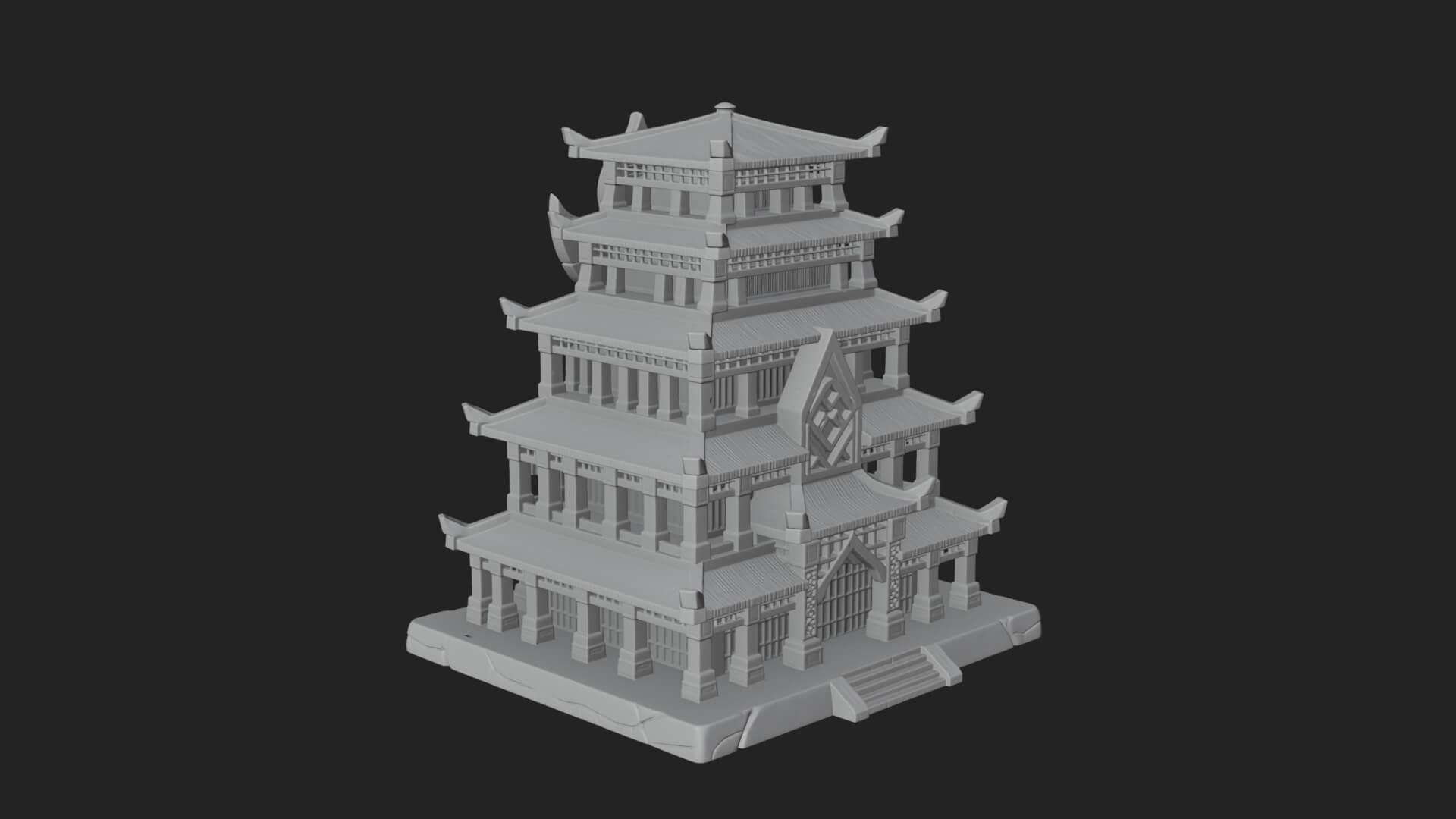 Tiered Pagoda Hall Temple Design 45 3D Print Model 3D Model
