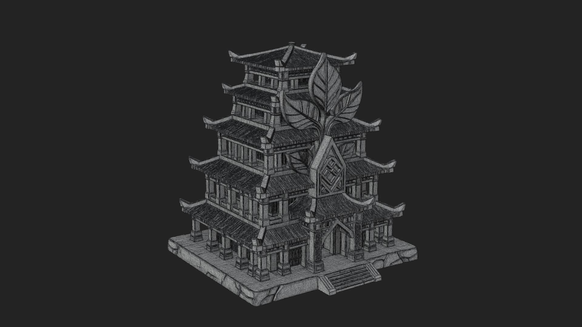 Tiered Pagoda Hall Temple Design 45 3D Print Model 3D Model