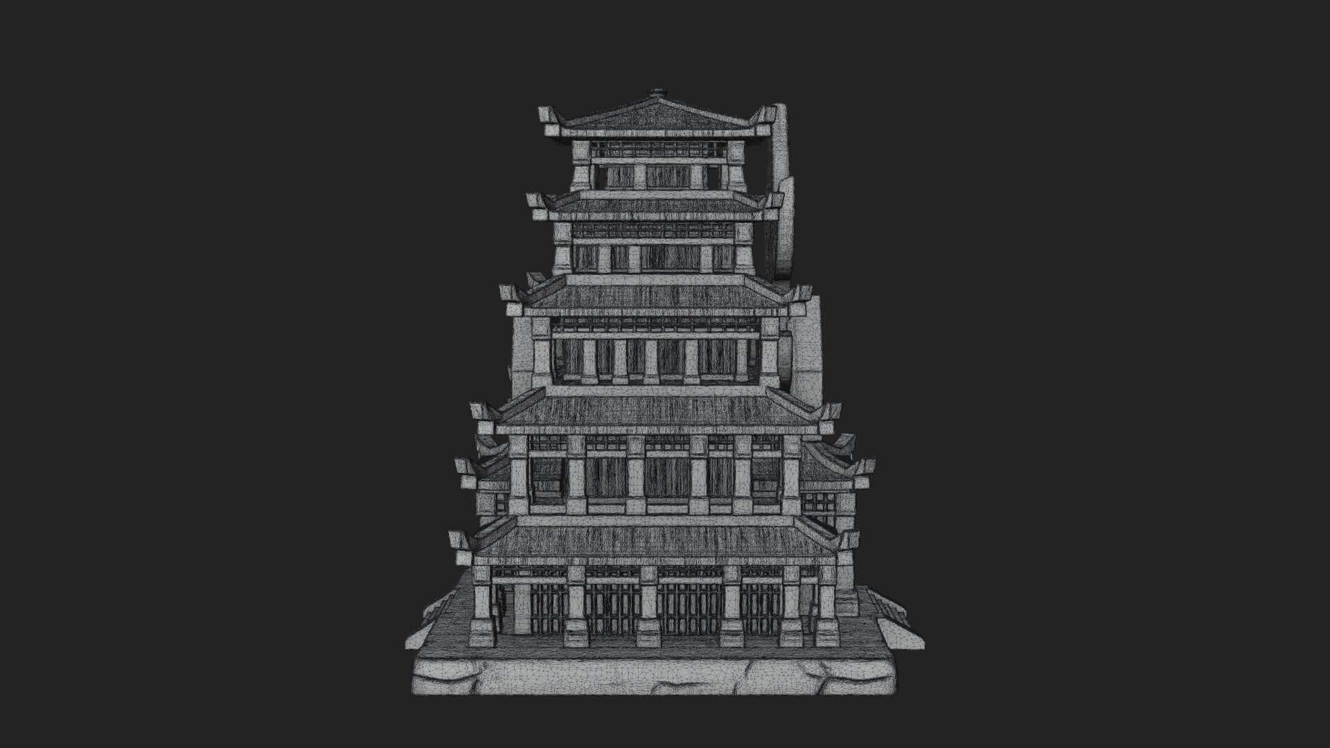Tiered Pagoda Hall Temple Design 45 3D Print Model 3D Model