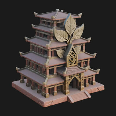 Tiered Pagoda Hall Temple Design 45 3D Print Model