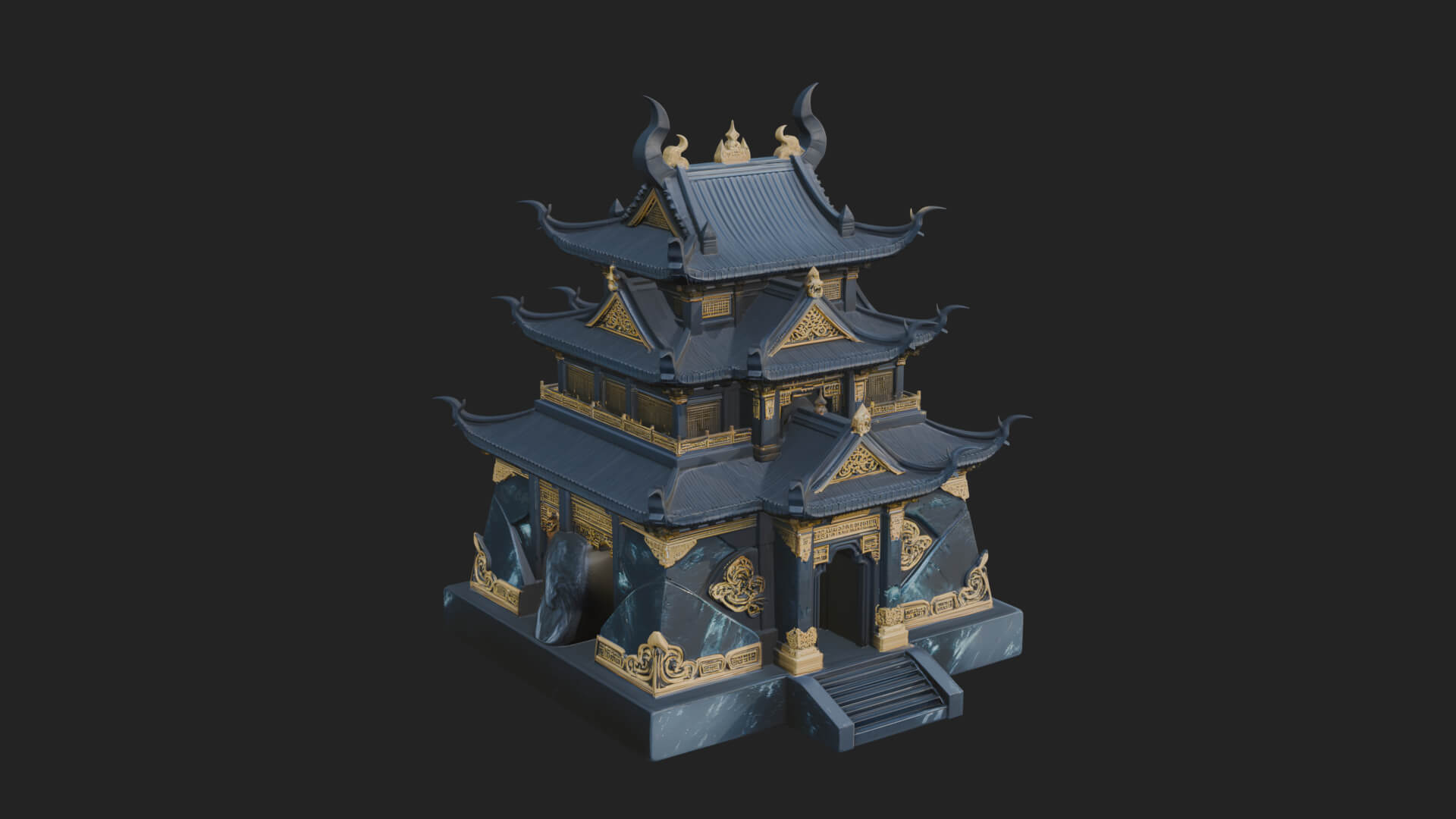 Tiered Pagoda Hall Temple Design 46 3D Print Model 3D Model