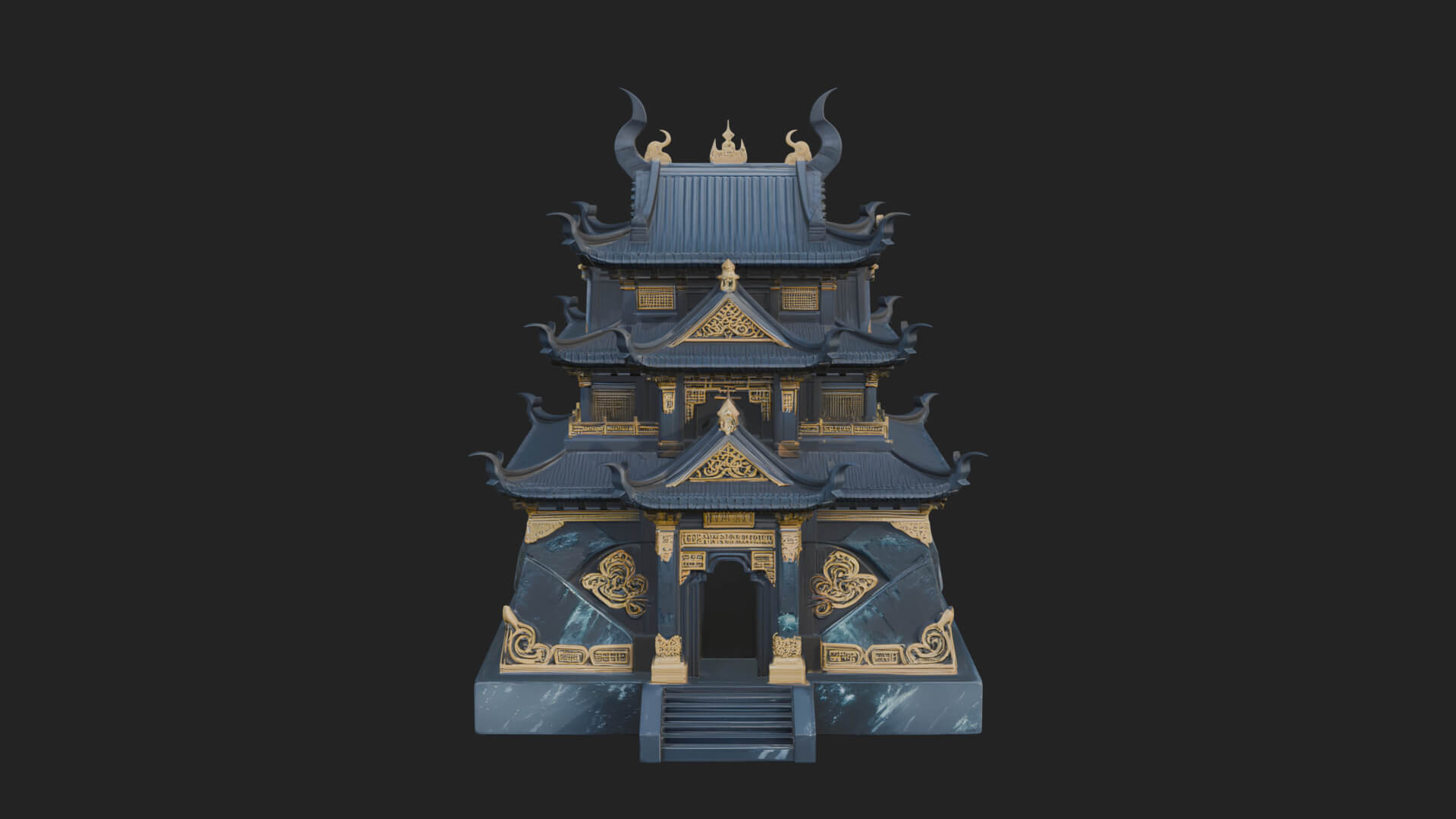 Tiered Pagoda Hall Temple Design 46 3D Print Model 3D Model