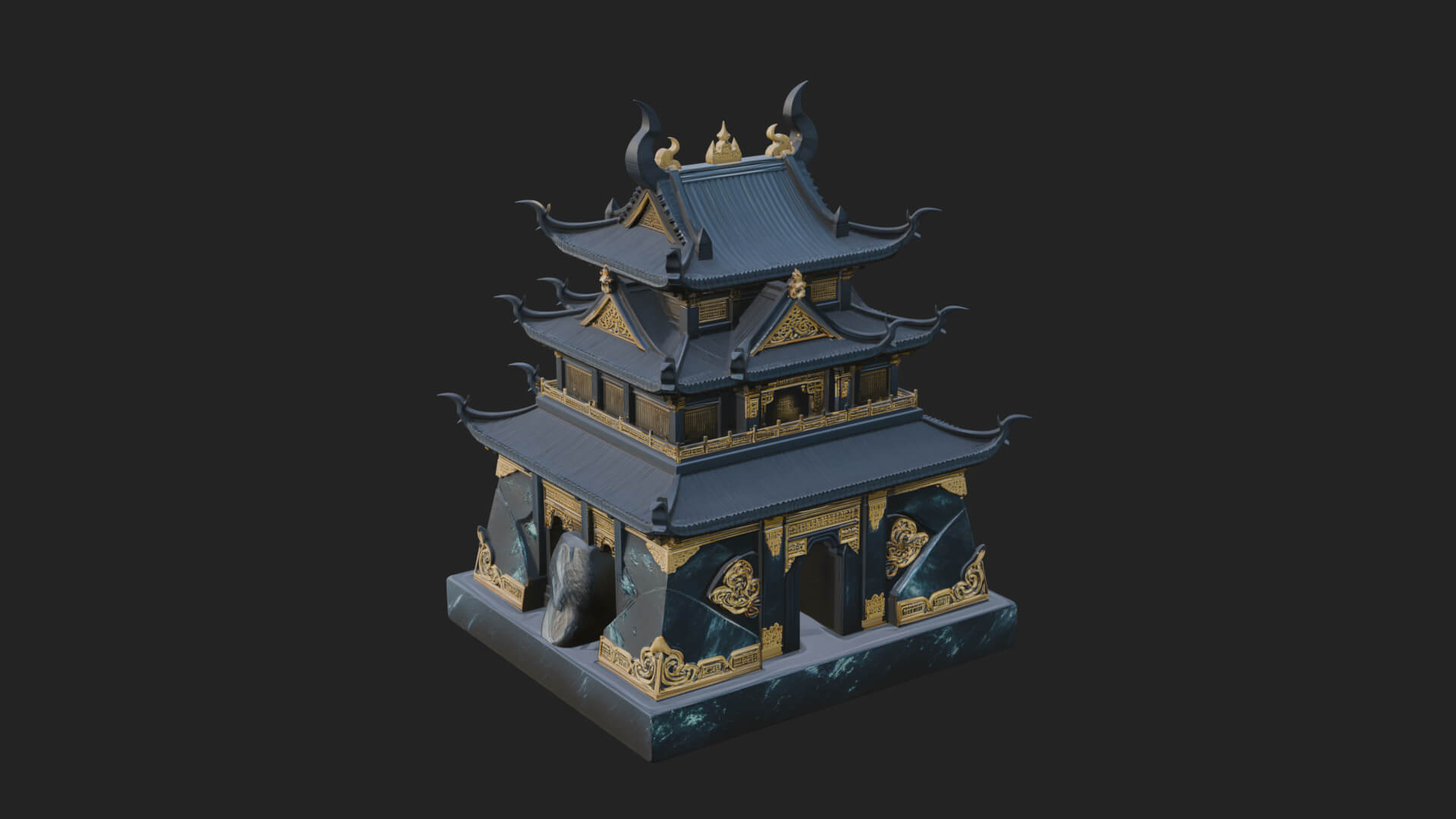 Tiered Pagoda Hall Temple Design 46 3D Print Model 3D Model