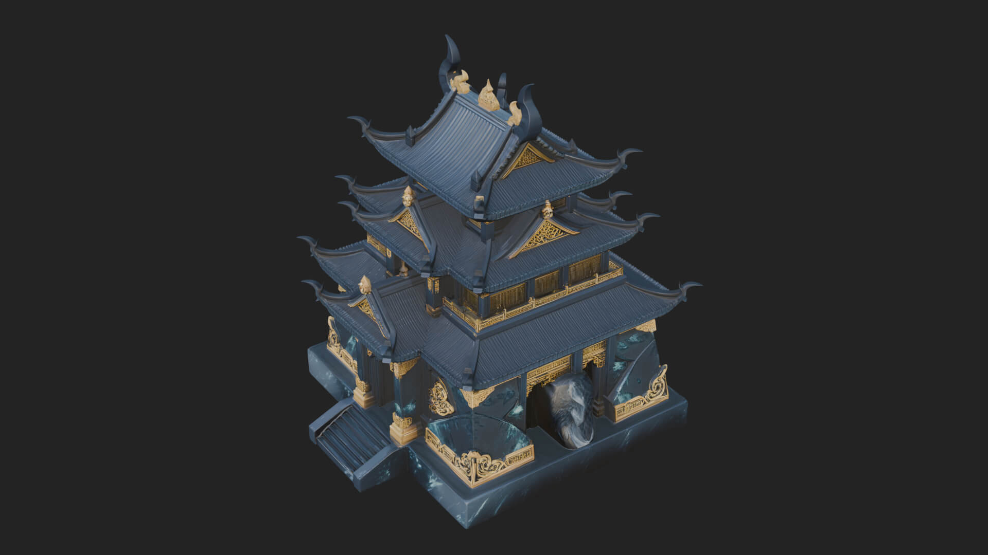 Tiered Pagoda Hall Temple Design 46 3D Print Model 3D Model